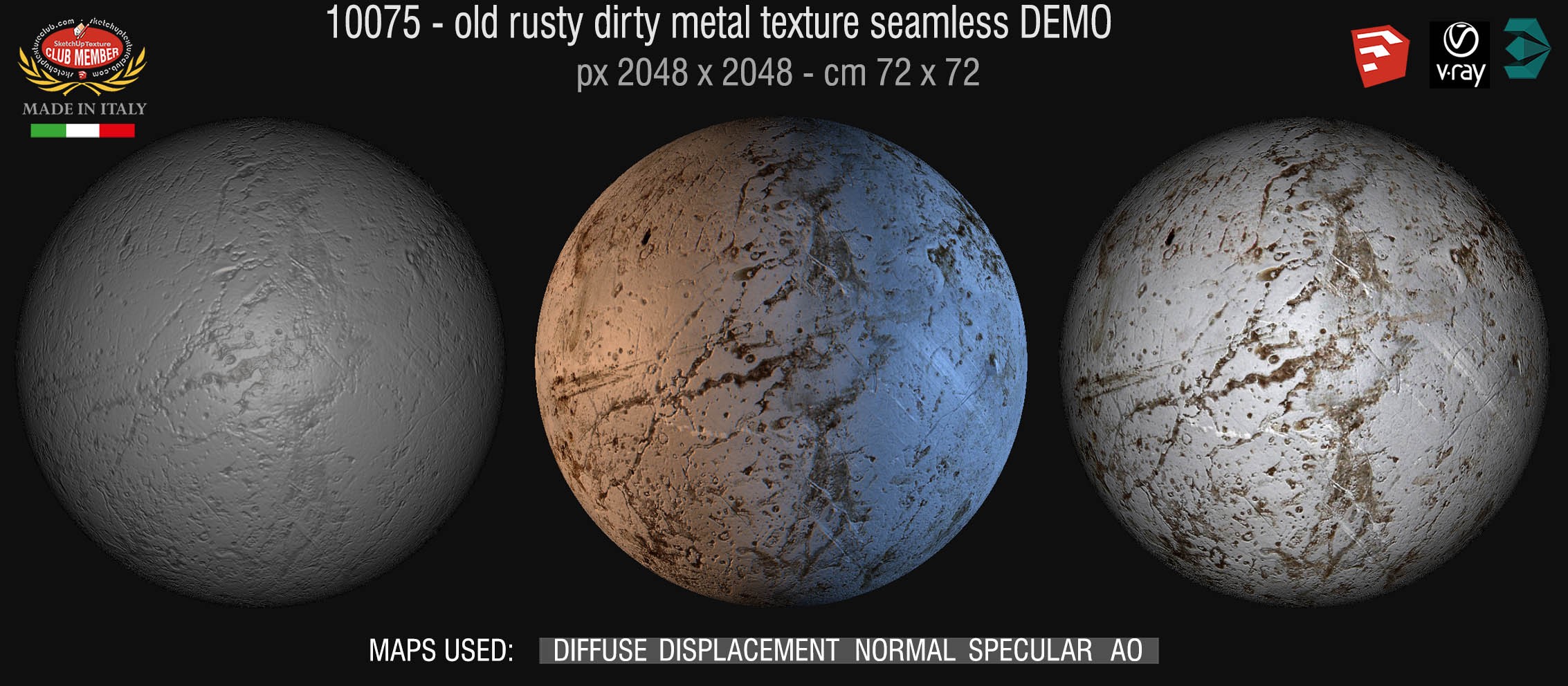 10075 Old dirty metal texture seamless + maps DEMO