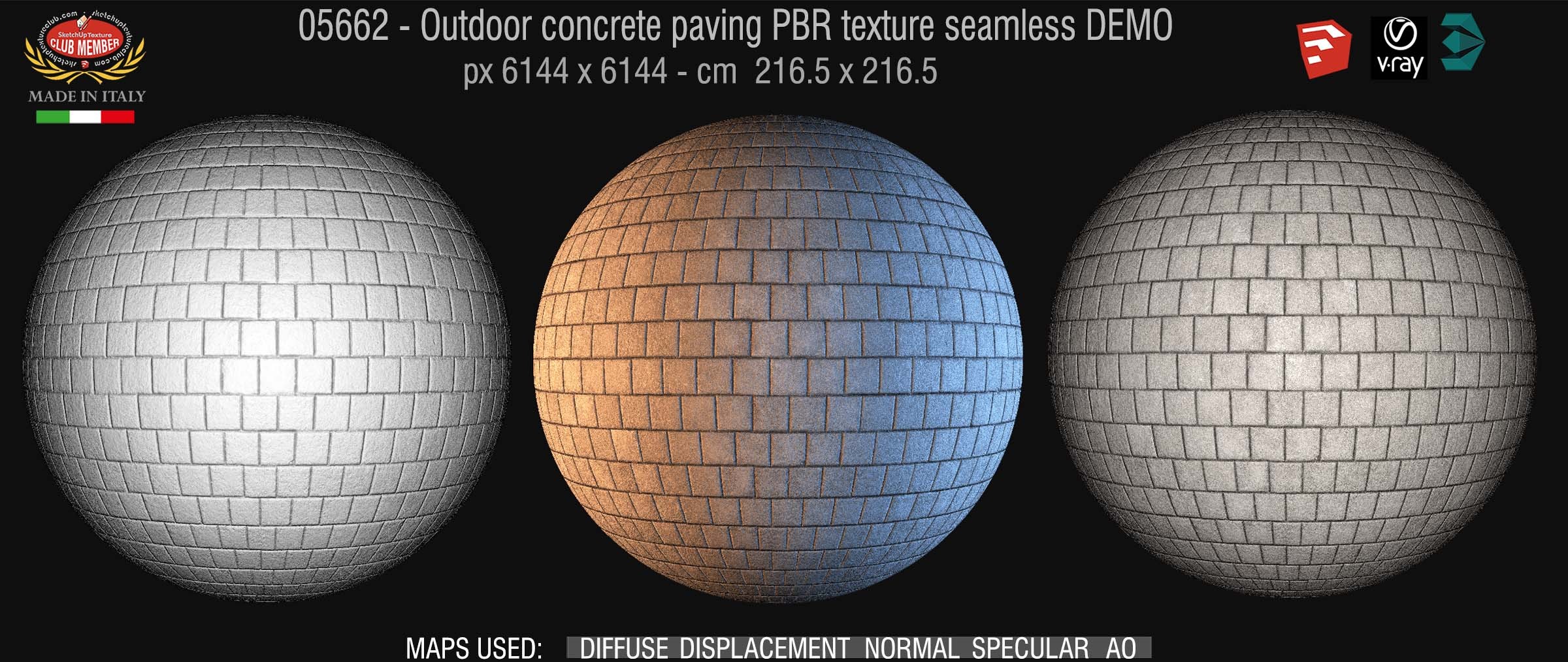 05662 Ourdoor concrete paving PBR texture seamless DEMO