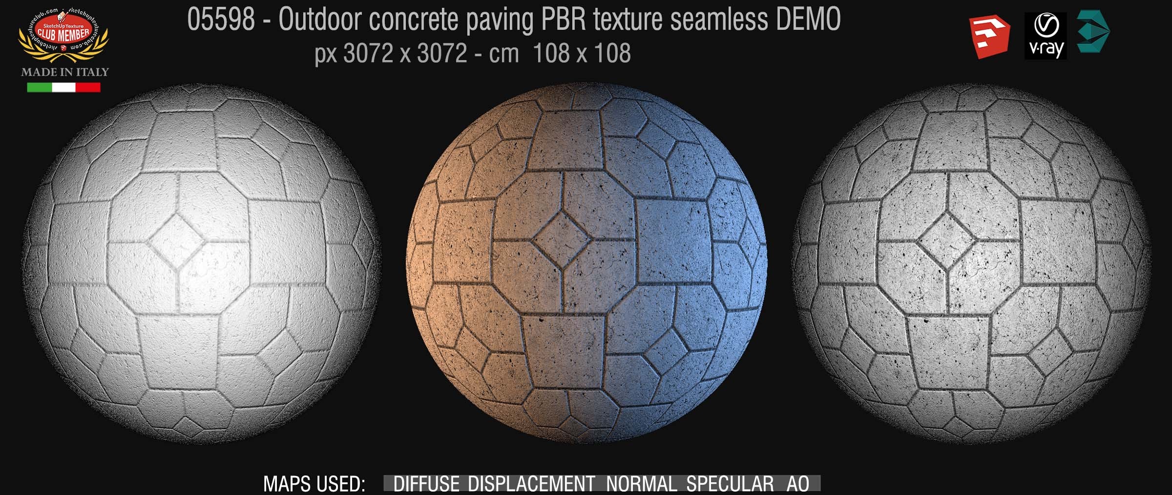 05598 Outdoor concrete paving PBR texture seamless DEMO