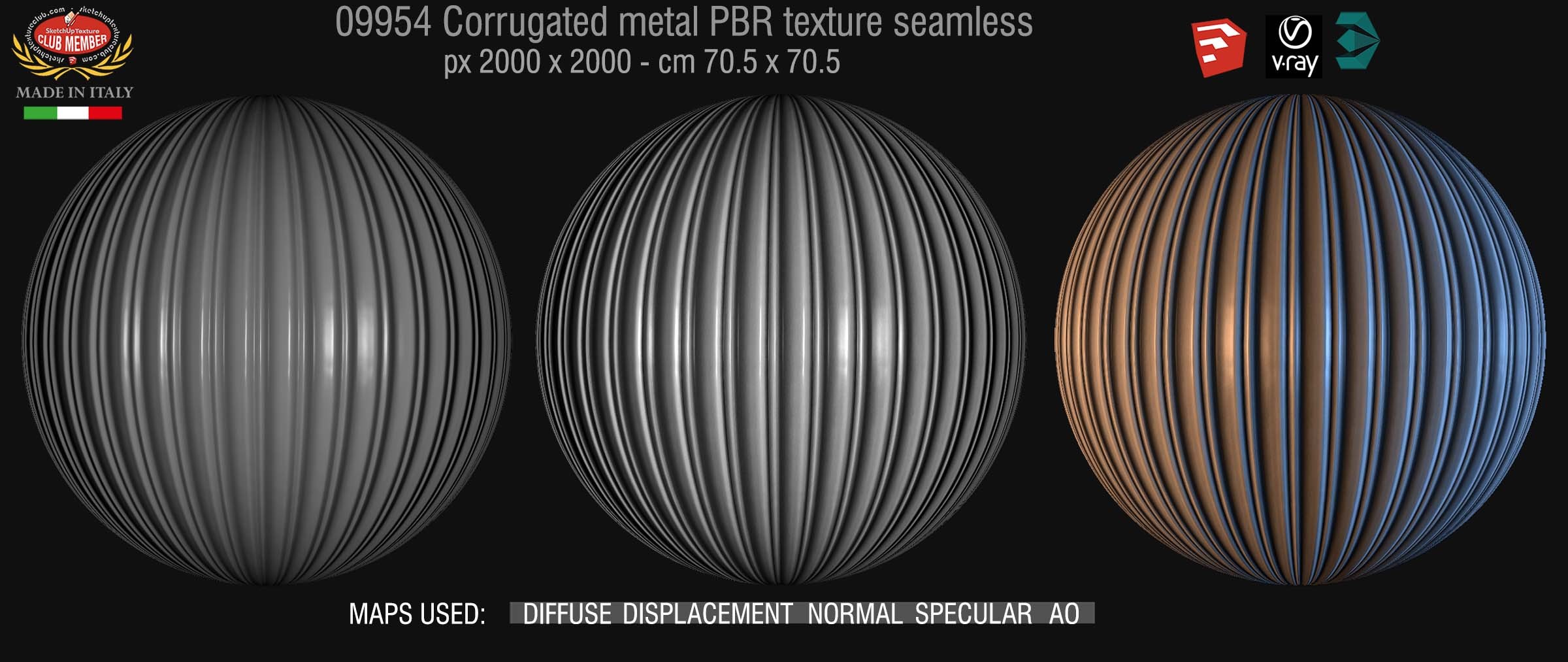 09954 Painted corrugates metal PBR texture seamless DEMO