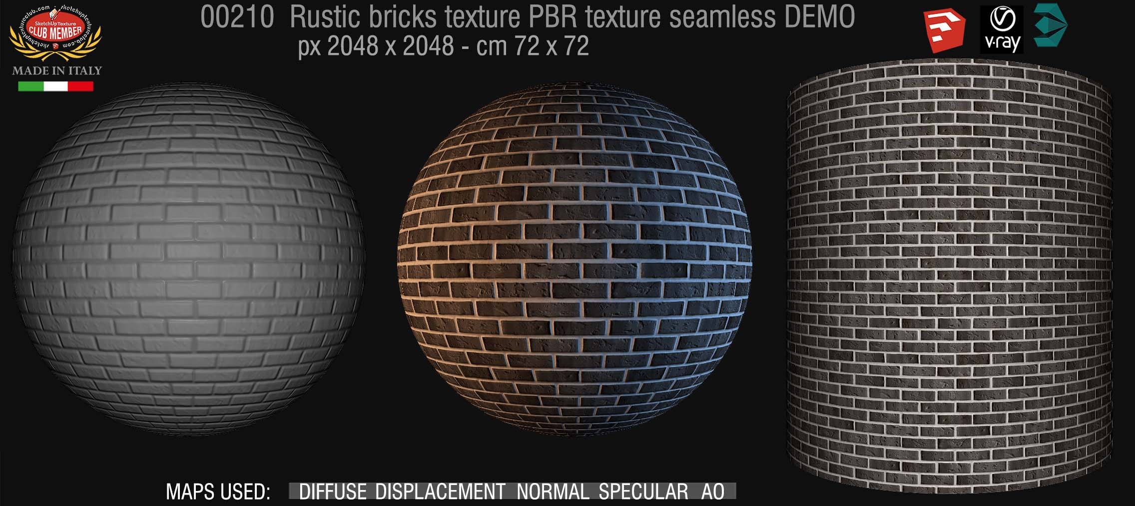 00210 rustic bricks PBR texture seamless DEMO