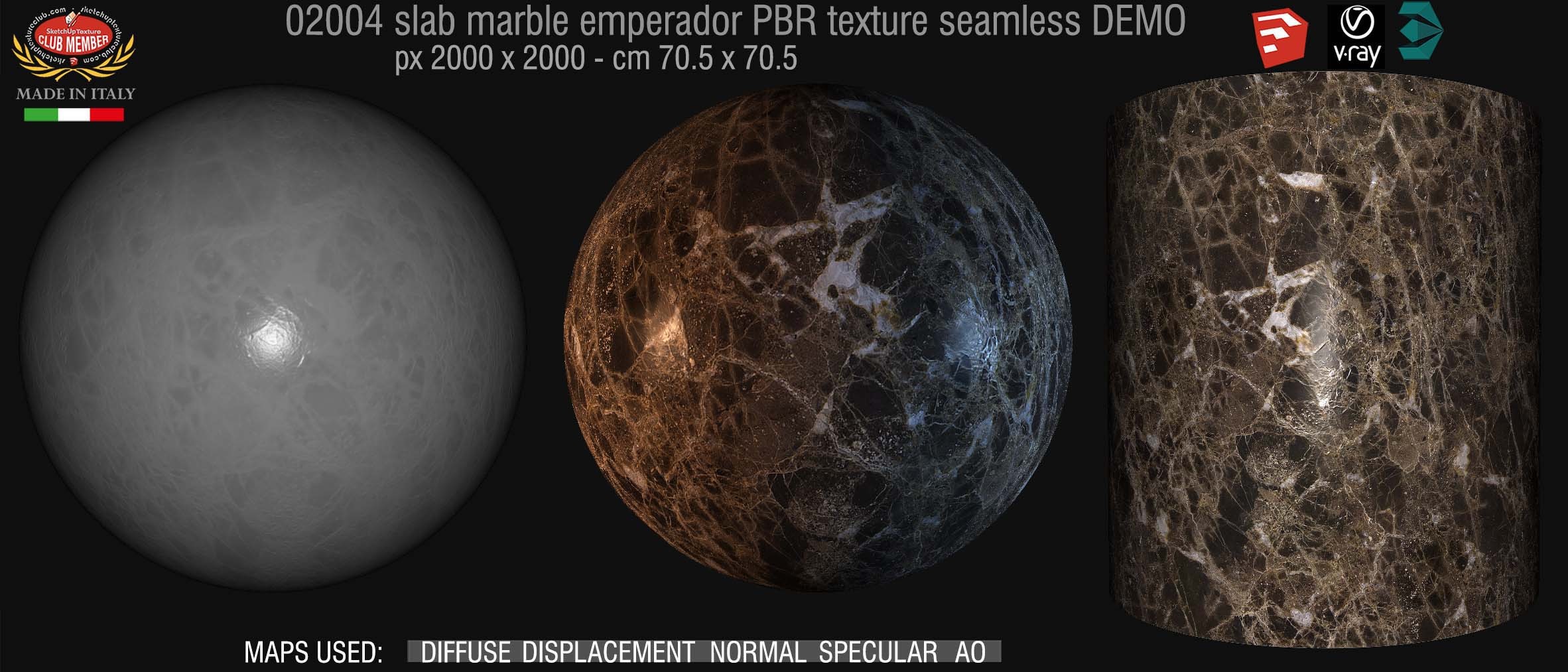 02004 slab marble emperador PBR texture seamless DEMO