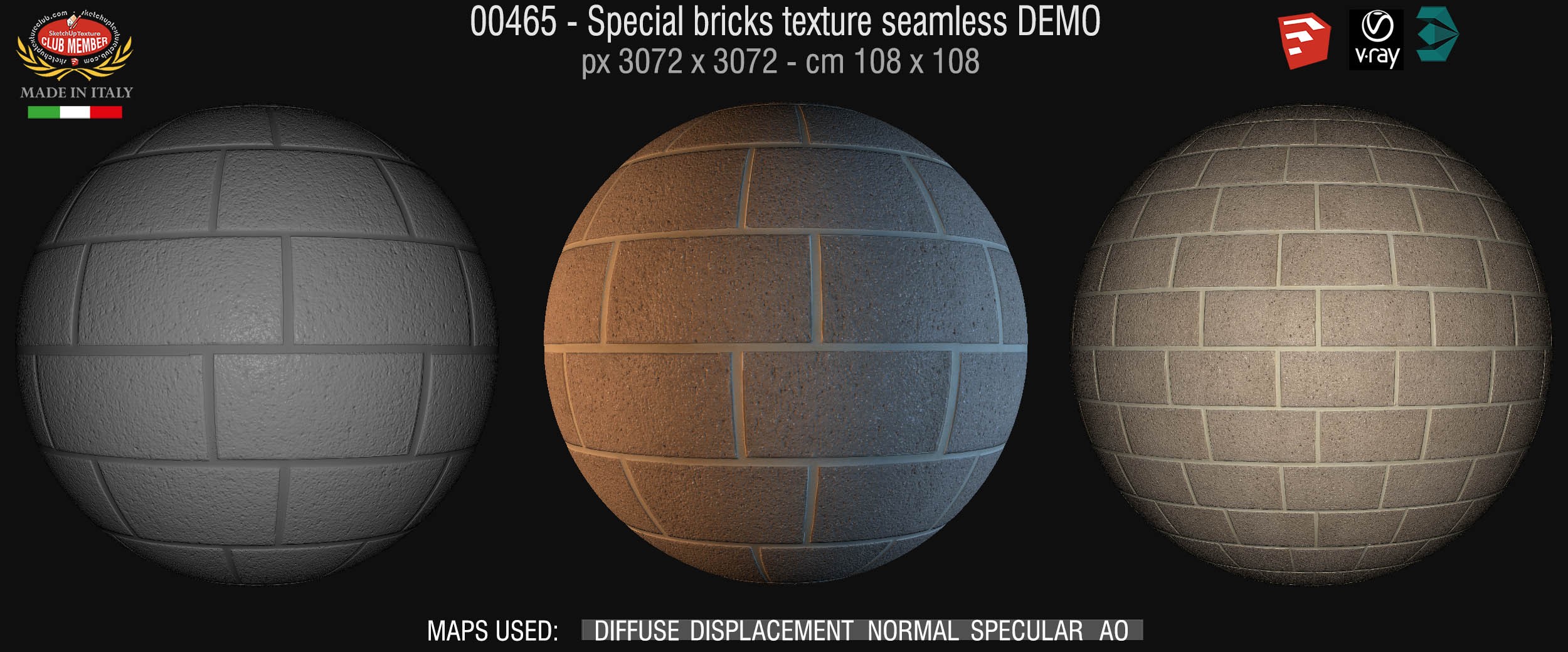 00465 Special bricks texture seamless + maps DEMO