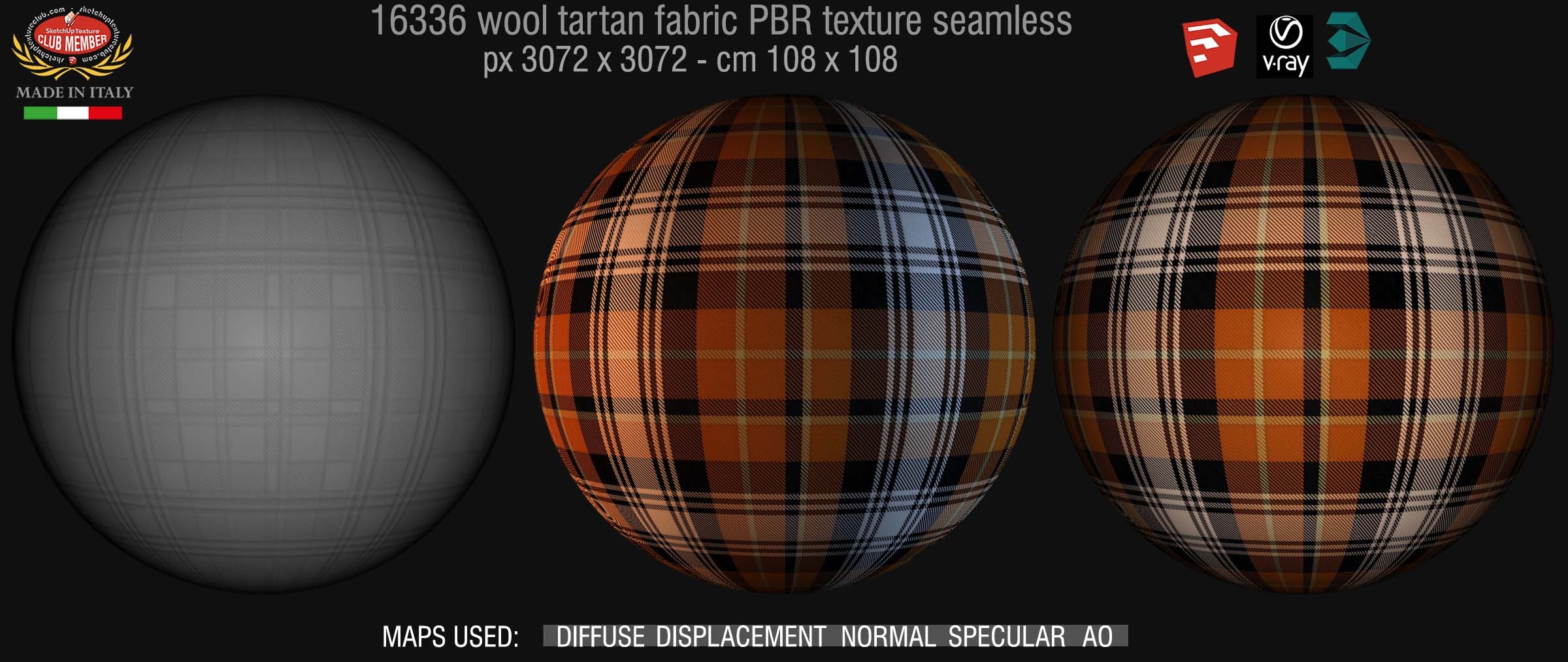 16336 Wool tartan fabric PBR texture seamless DEMO
