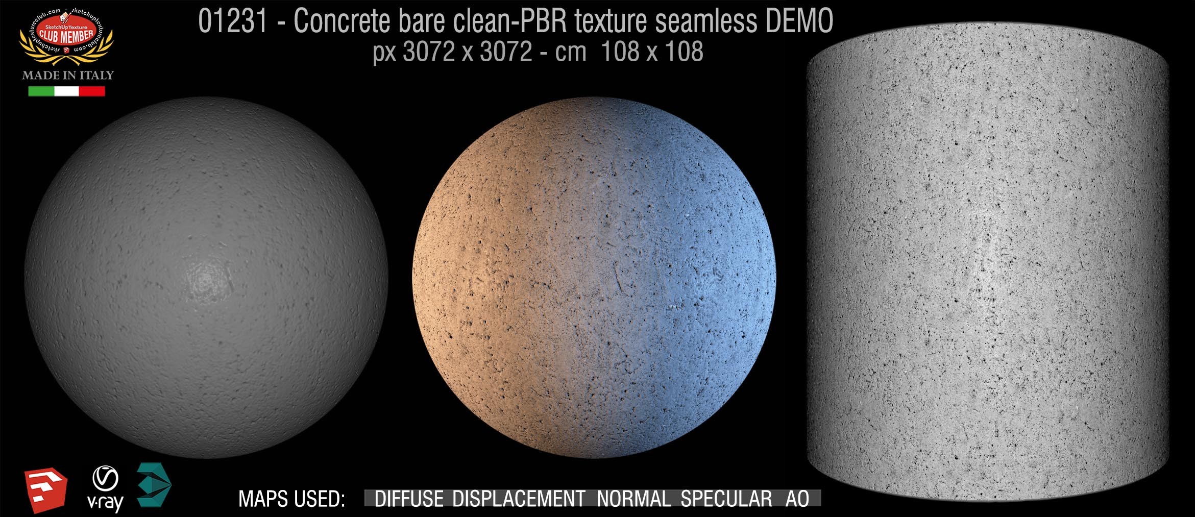 01231 Concrete bare clean-PBR texture seamless DEMO