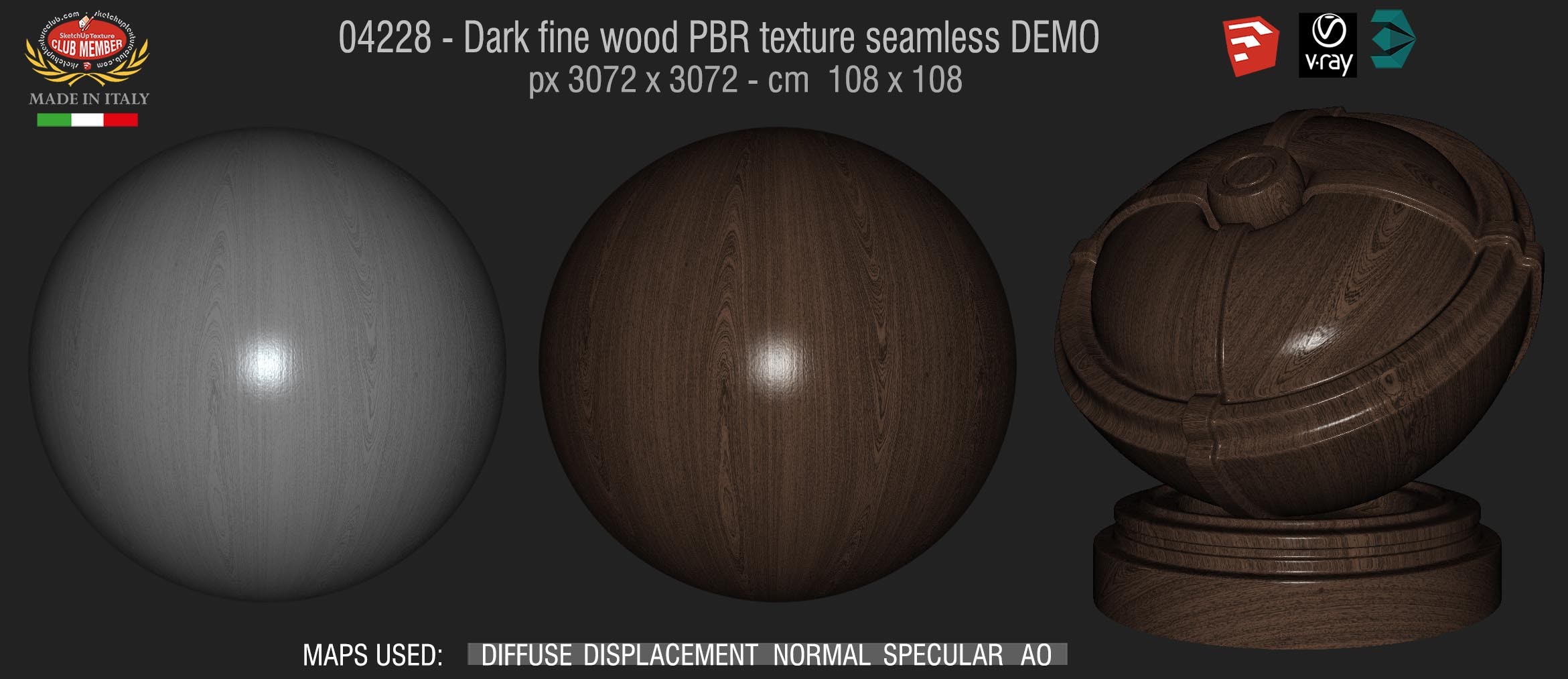 04228 Dark fine wood PBR texture seamless DEMO