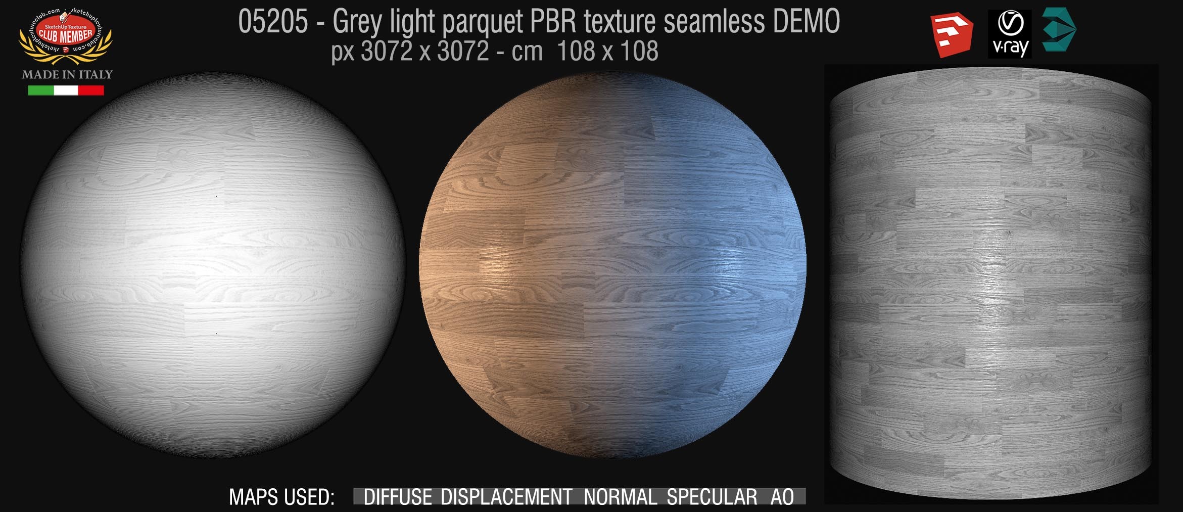 05205 grey light parquet PBR texture seamless DEMO