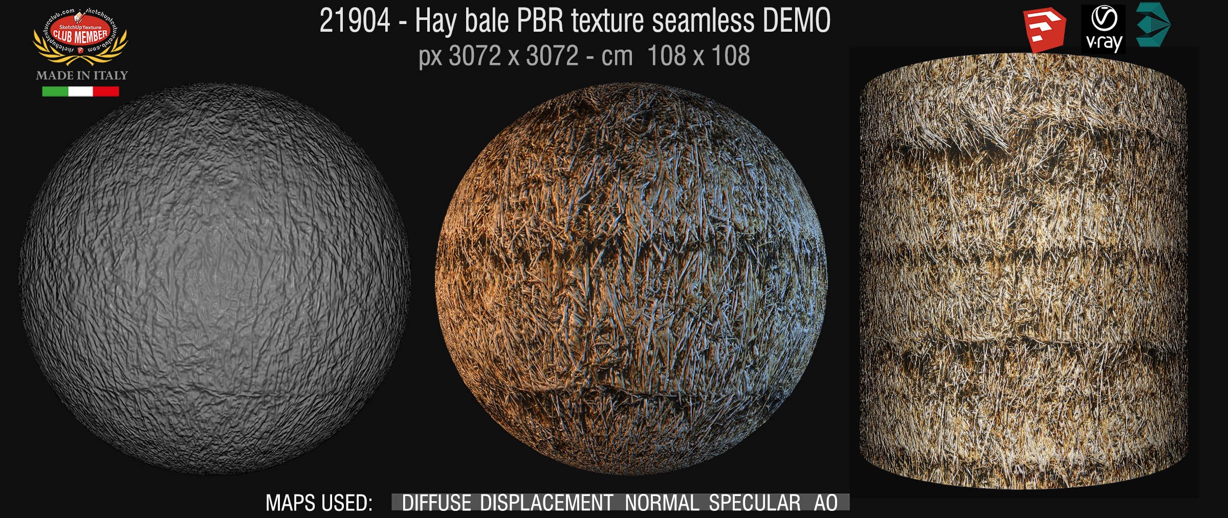 21904  Hay bale PBR texture seamless DEMO