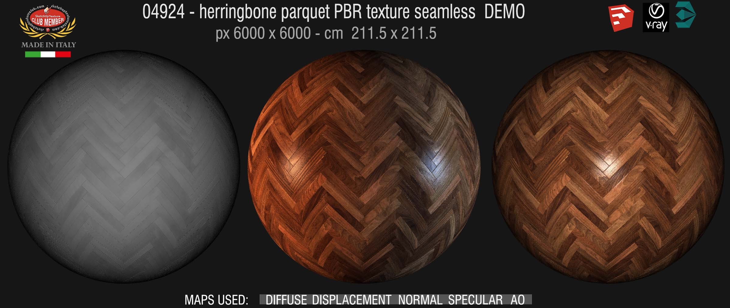 04924 Herringbone parquet PBR texture seamless DEMO