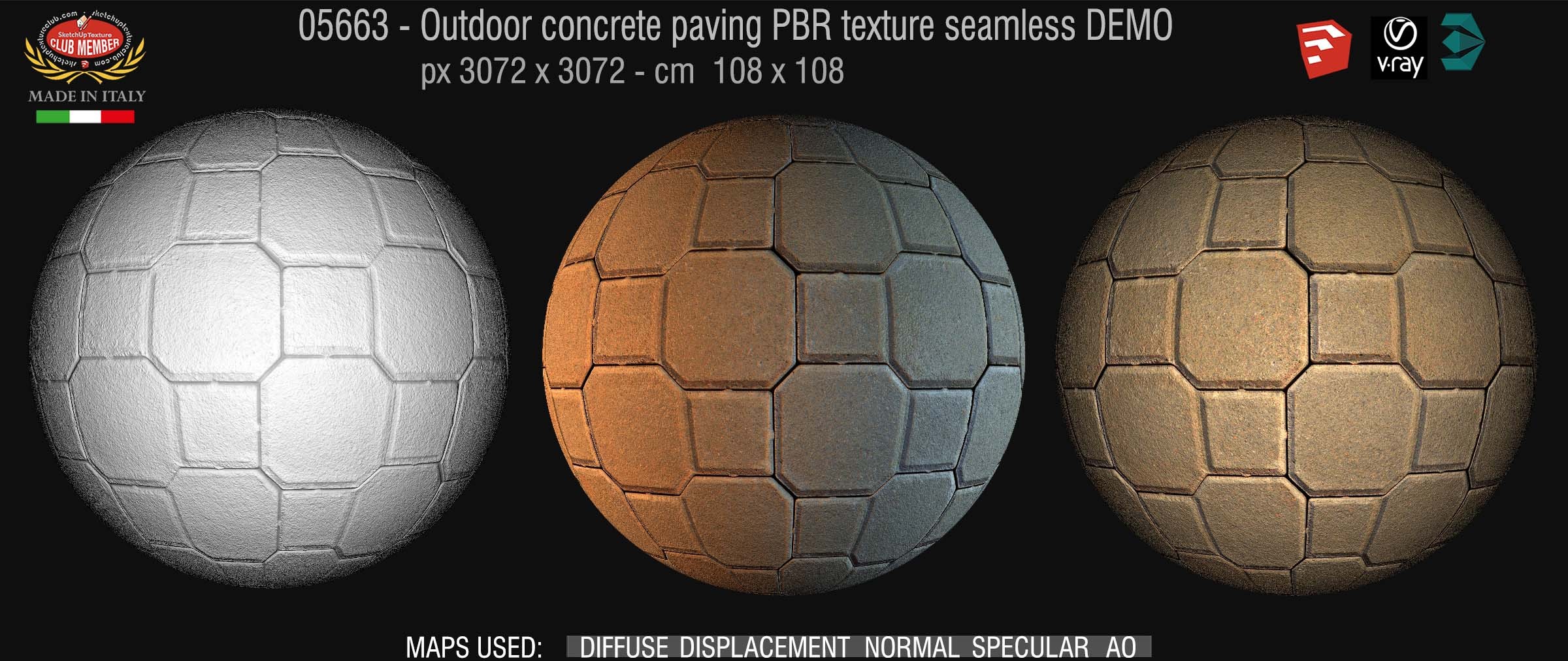 05663 Ourdoor concrete paving PBR texture seamless DEMO