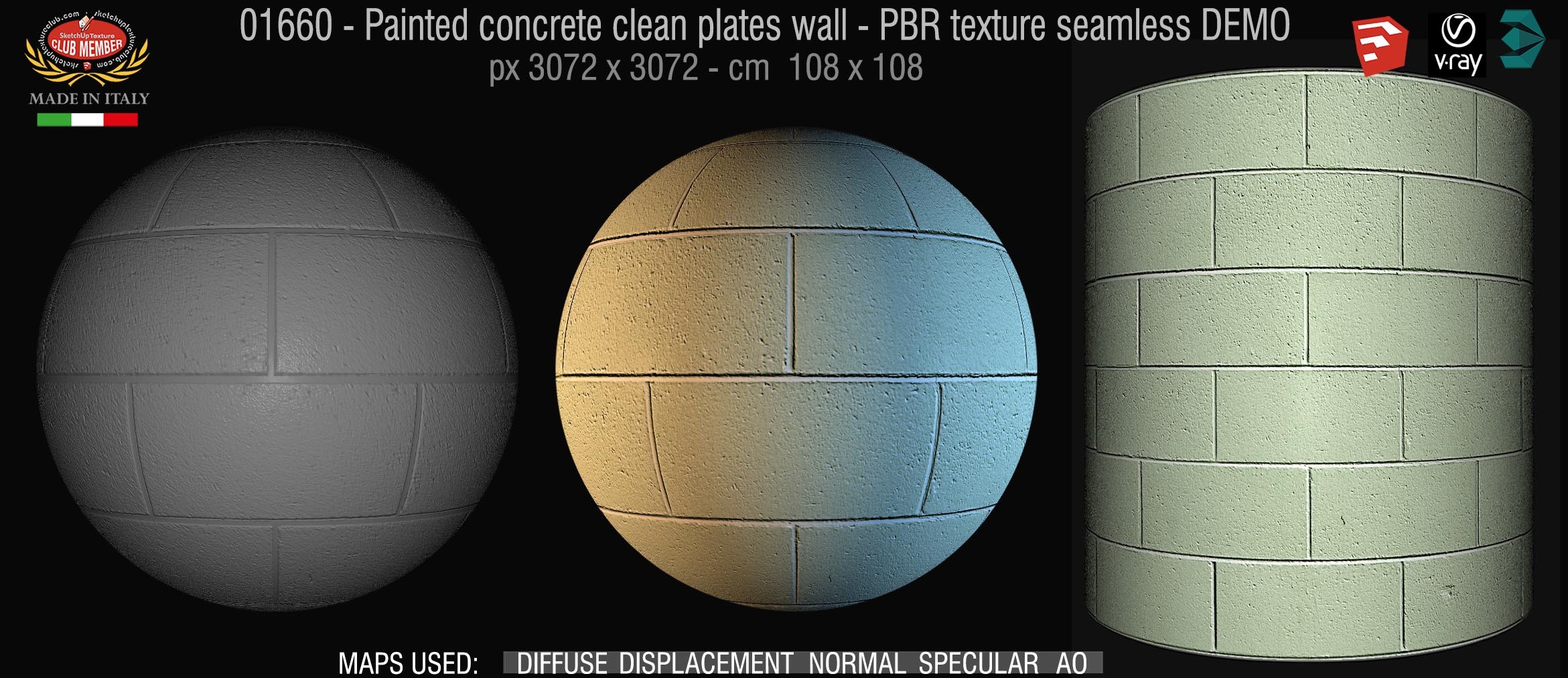 01660 Painted concrete clean plates wall PBR texture seamless DEMO