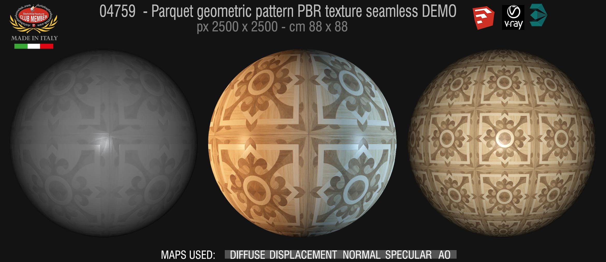 04759 Parquet geometric pattern PBR texture seamless DEMO