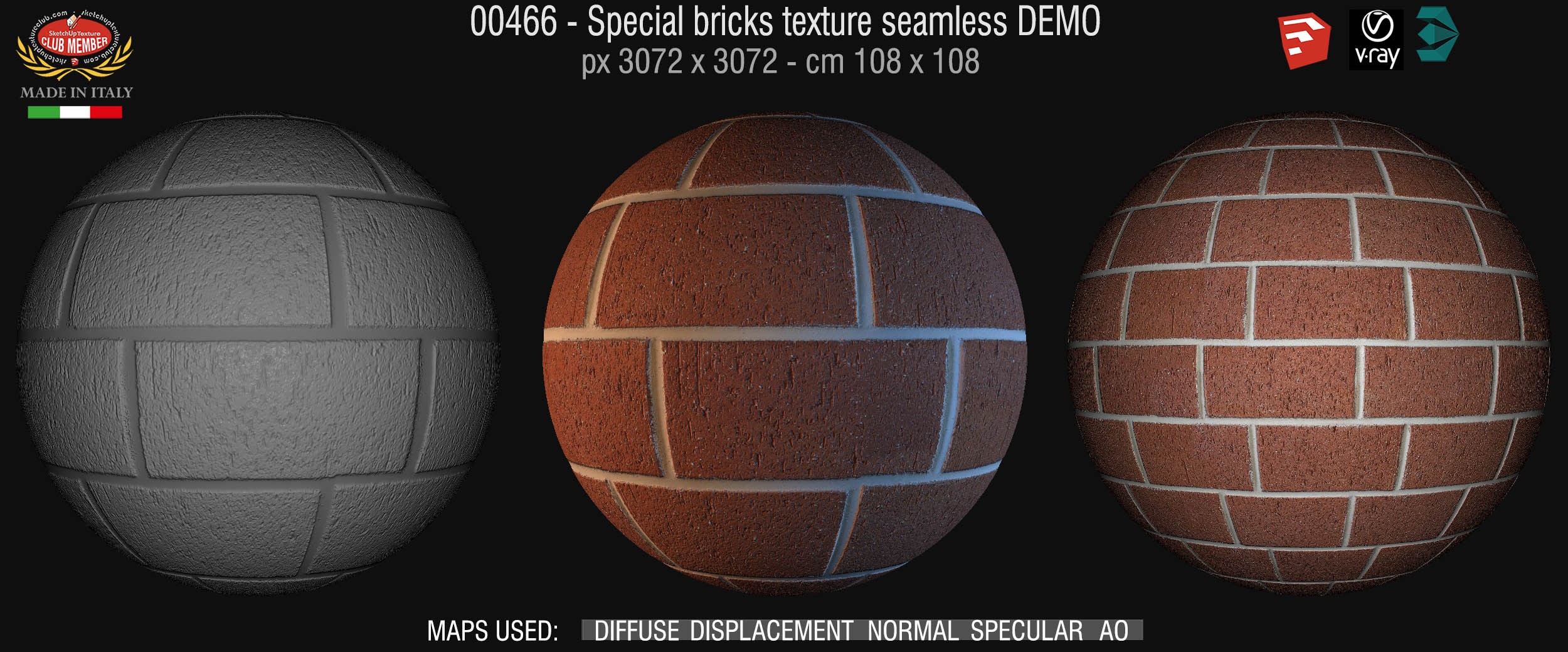 00466 Special bricks texture seamless + maps DEMO