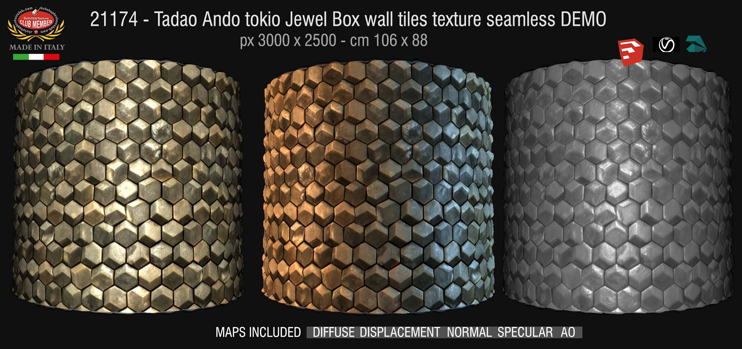 21174 Tadao Ando Tokio jewel box wall tiles texture + maps DEMO