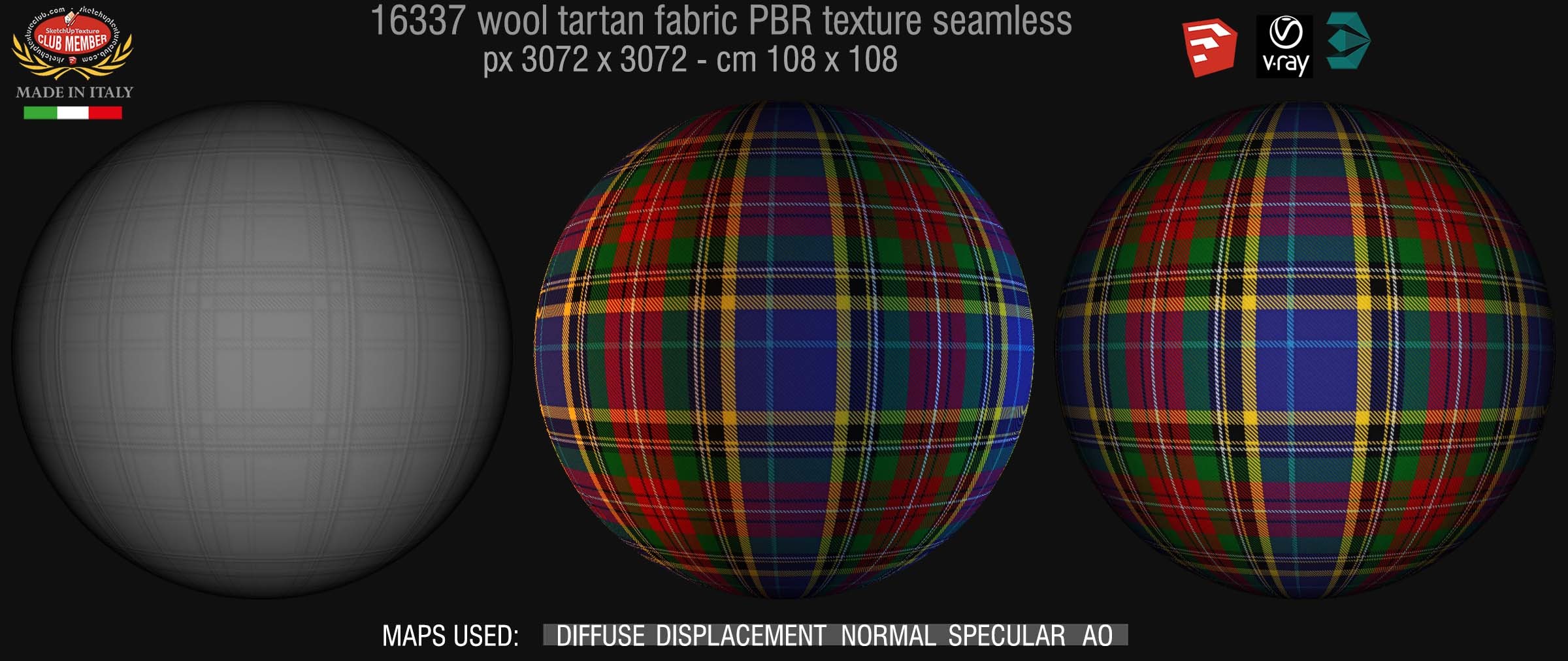 16337 Wool tartan fabric PBR texture seamless DEMO