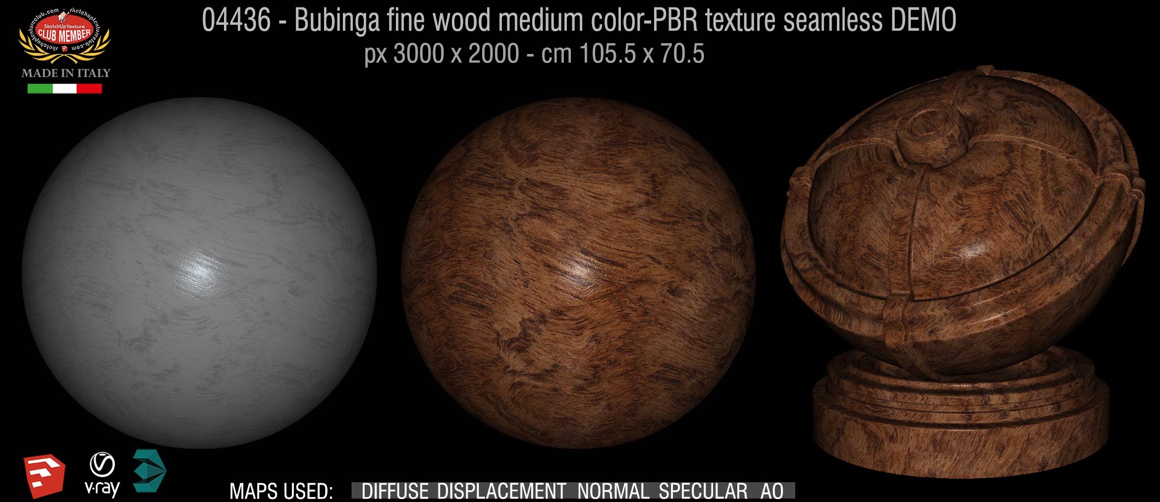 04436 Bubinga fine wood medium color-PBR texture seamless DEMO
