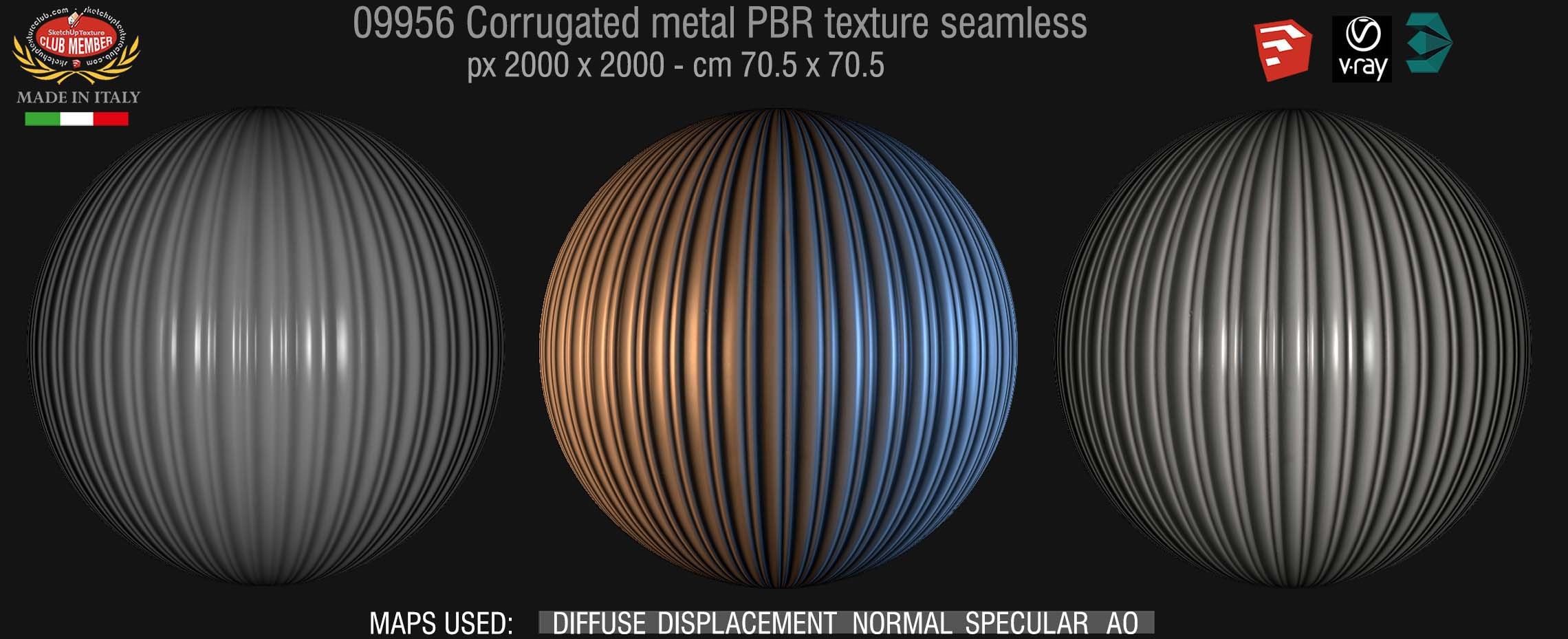 09956 Corrugated metal PBR texture seamless DEMO