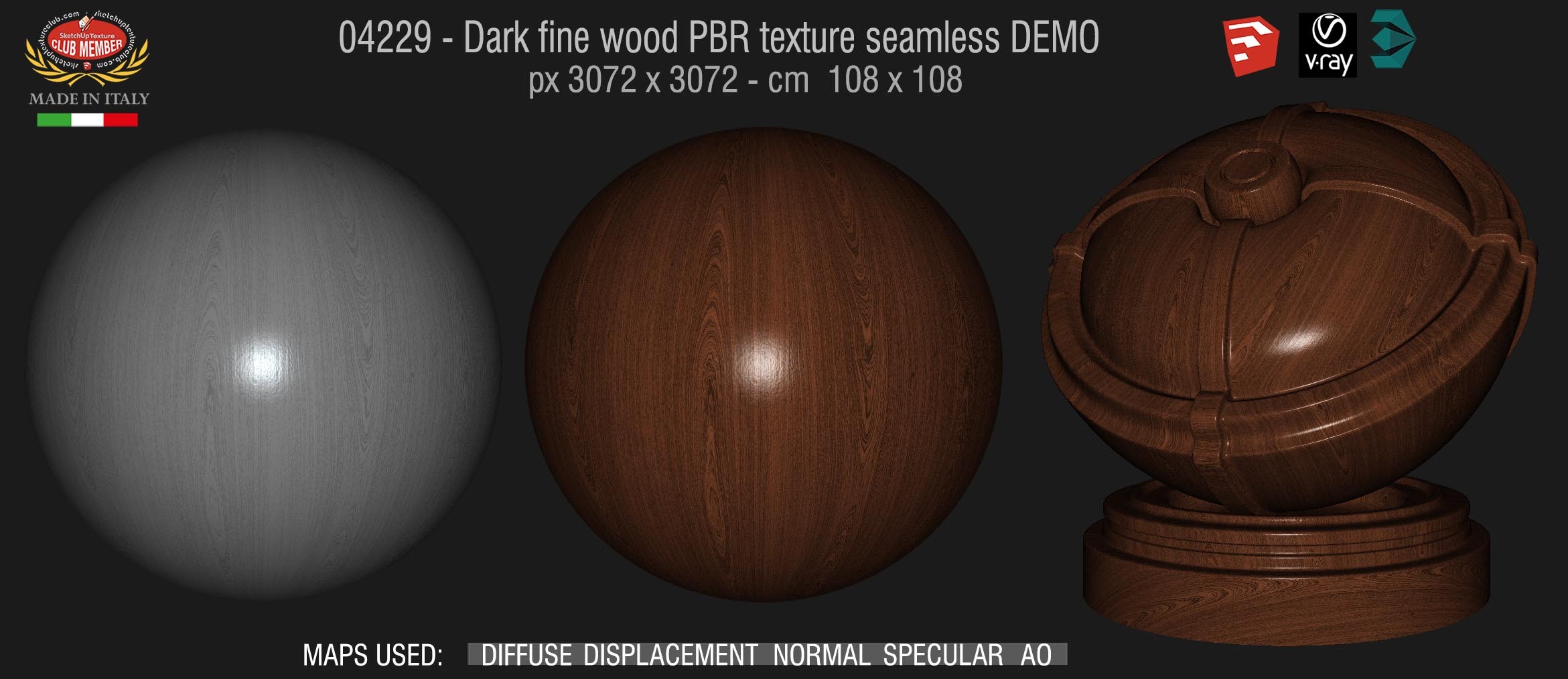 04229 Dark fine wood PBR texture seamless DEMO