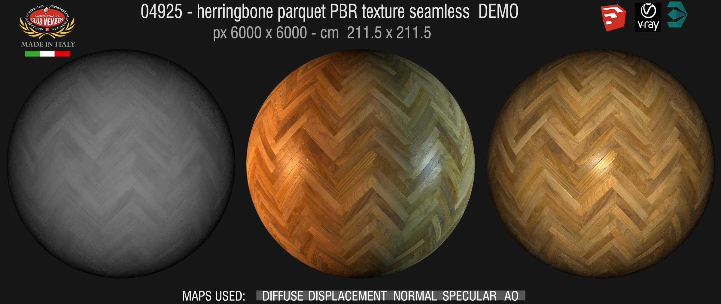 04925 Herringbone parquet PBR texture seamless DEMO