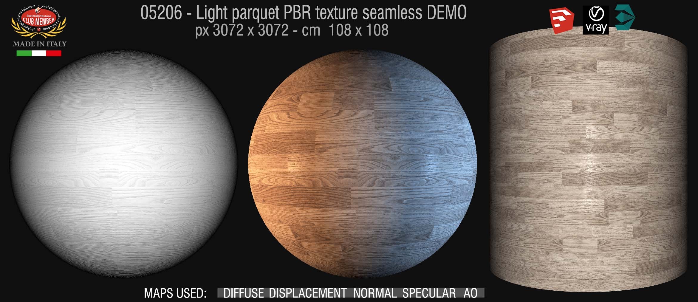 05206 Light parquet PBR texture seamless DEMO