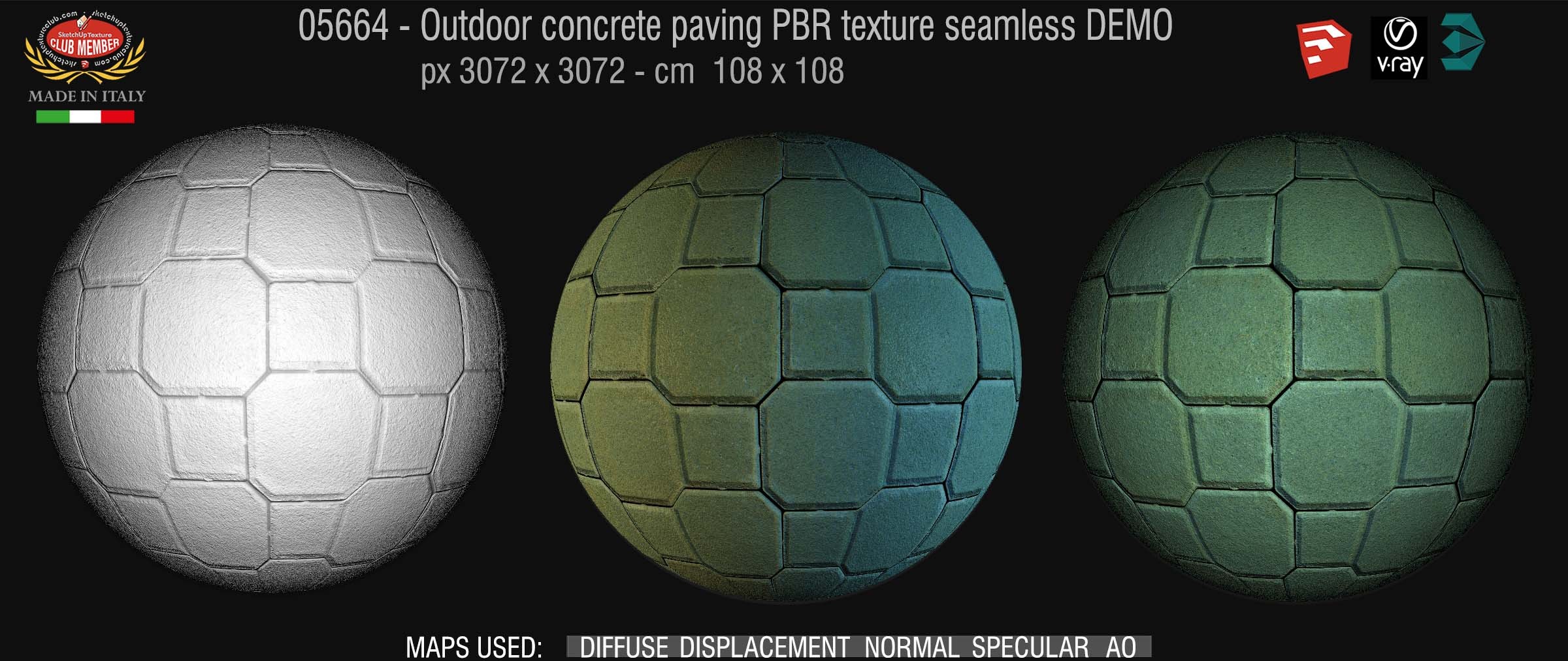 05664 Ourdoor concrete paving PBR texture seamless DEMO