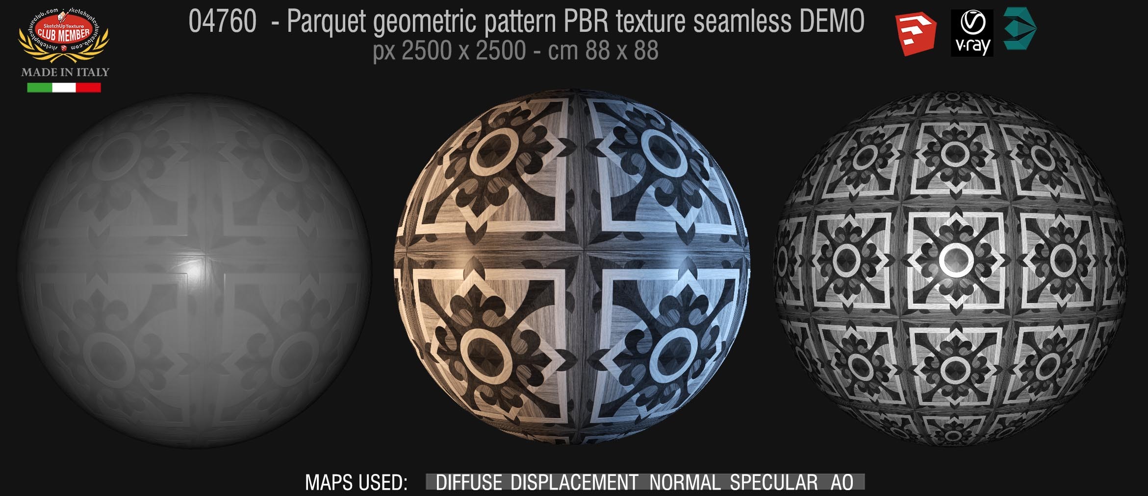 04760 Parquet geometric pattern PBR texture seamless DEMO