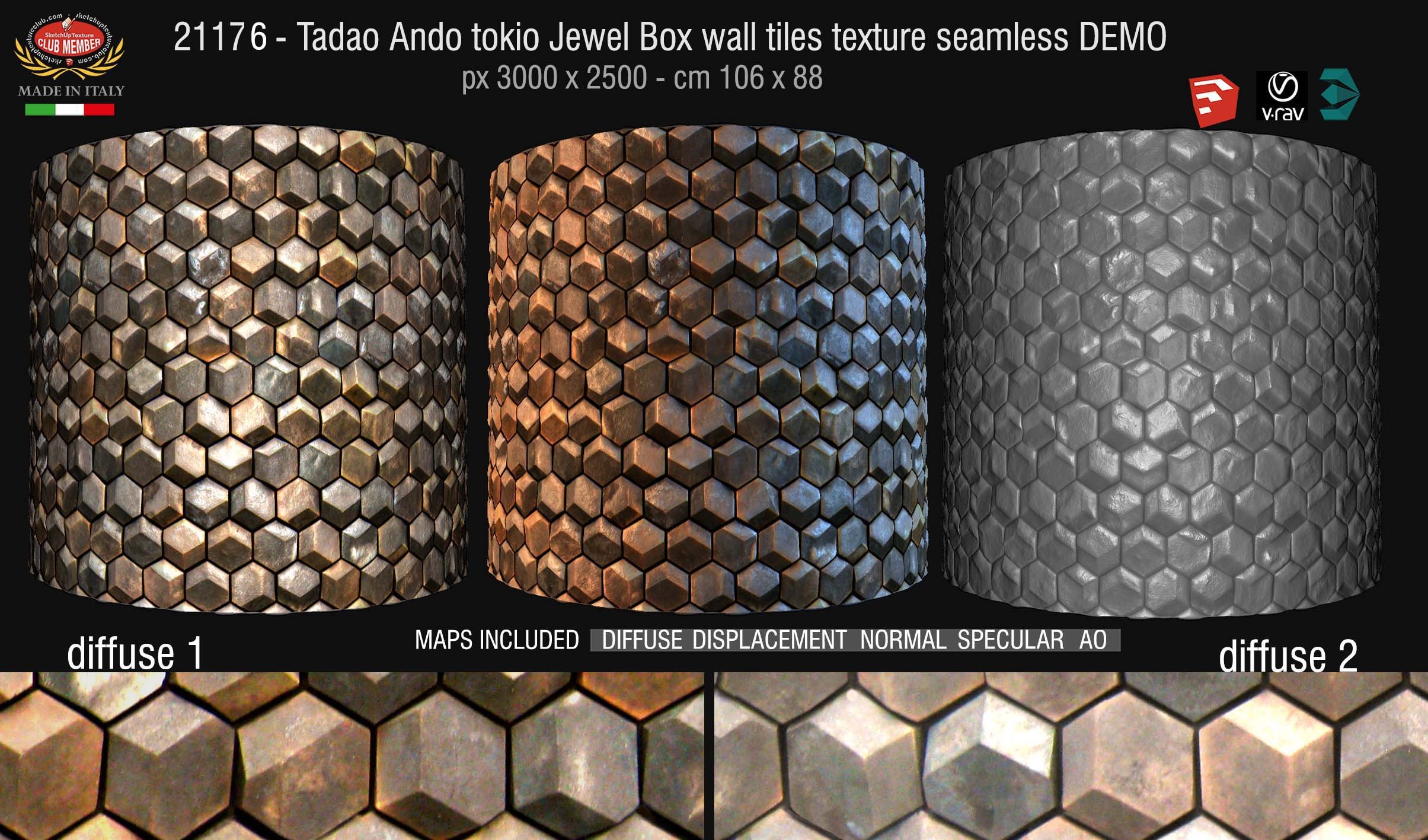 21176 Tadao Ando Tokio jewel box wall tiles texture + maps demo