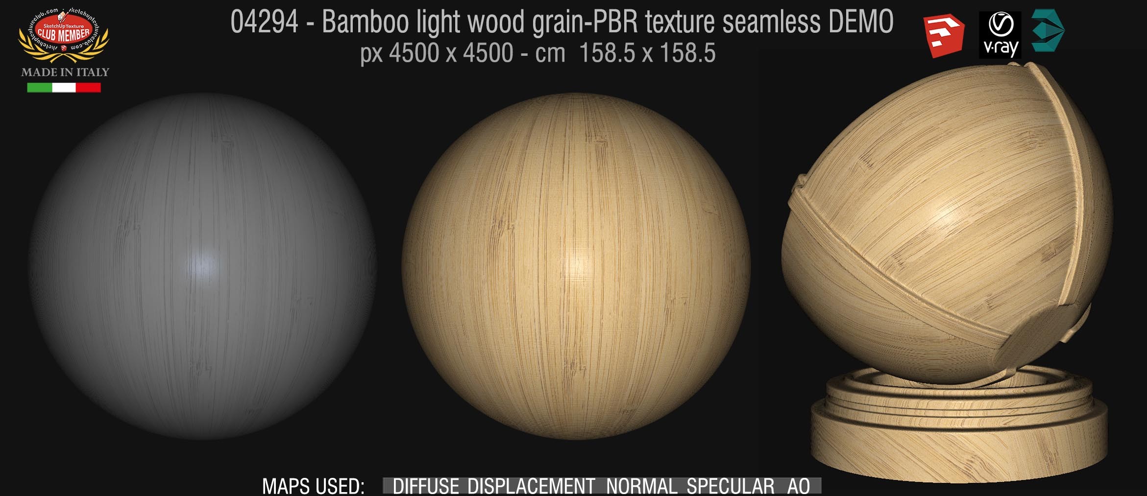04294 Bamboo light wood grain-PBR texture seamless DEMO