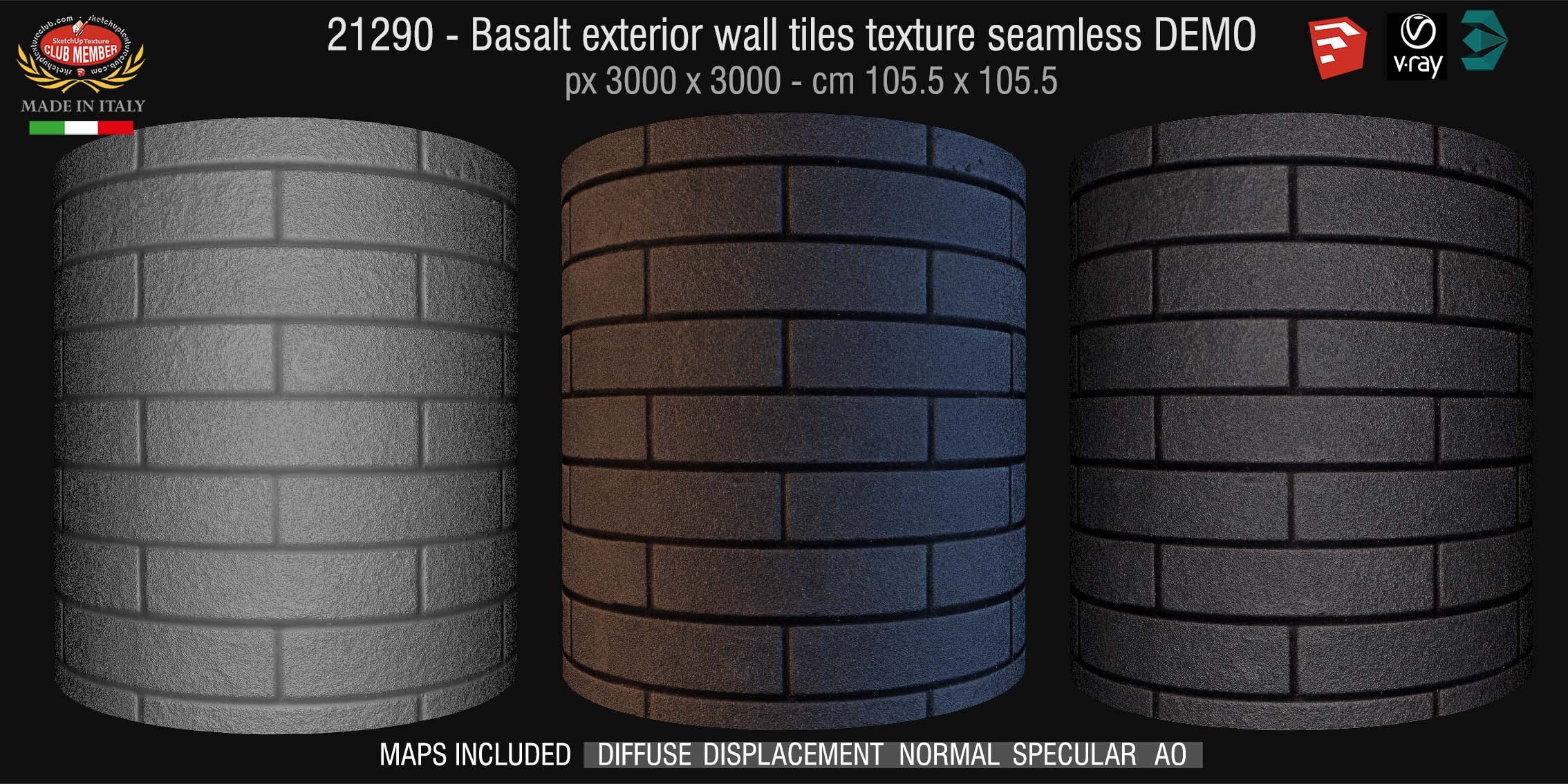 21290 Basalt outside wall cladding tile texture + maps DEMO