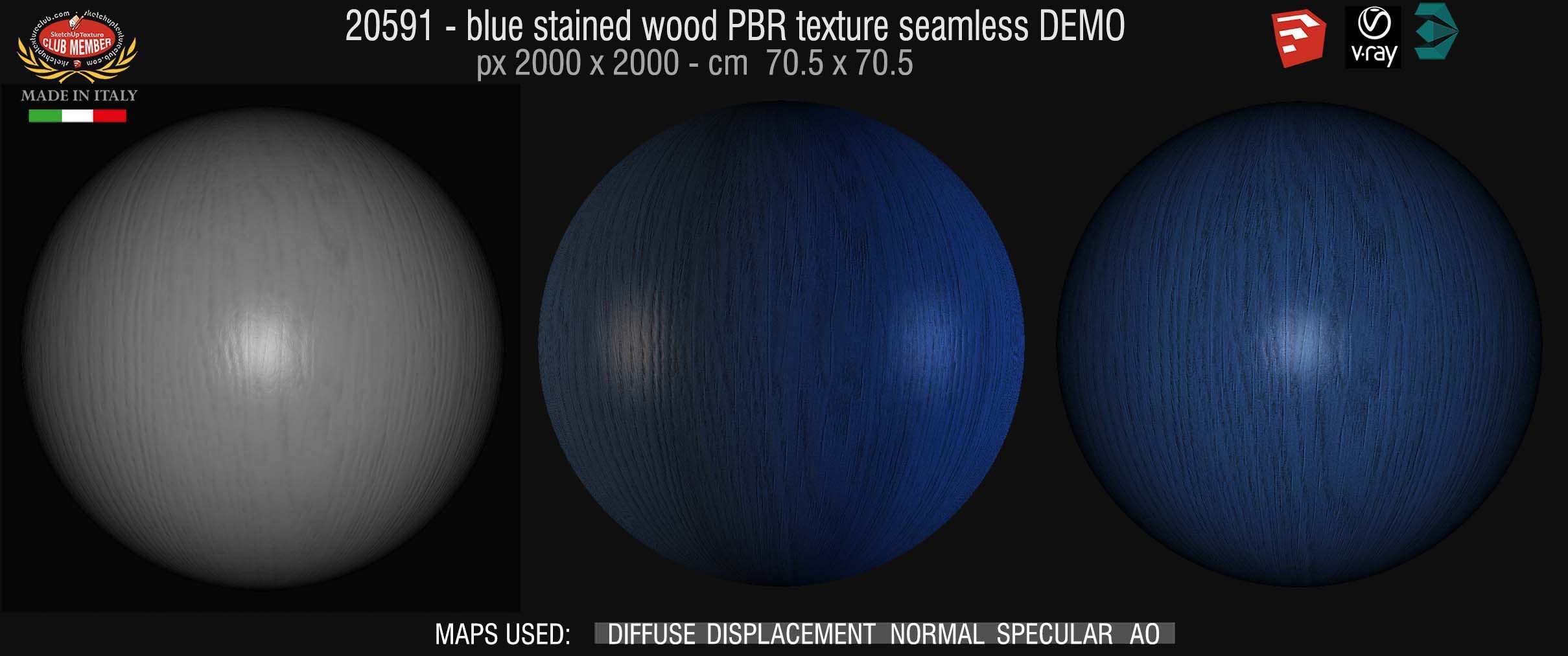 20591 Blue stained wood PBR texture seamless DEMO