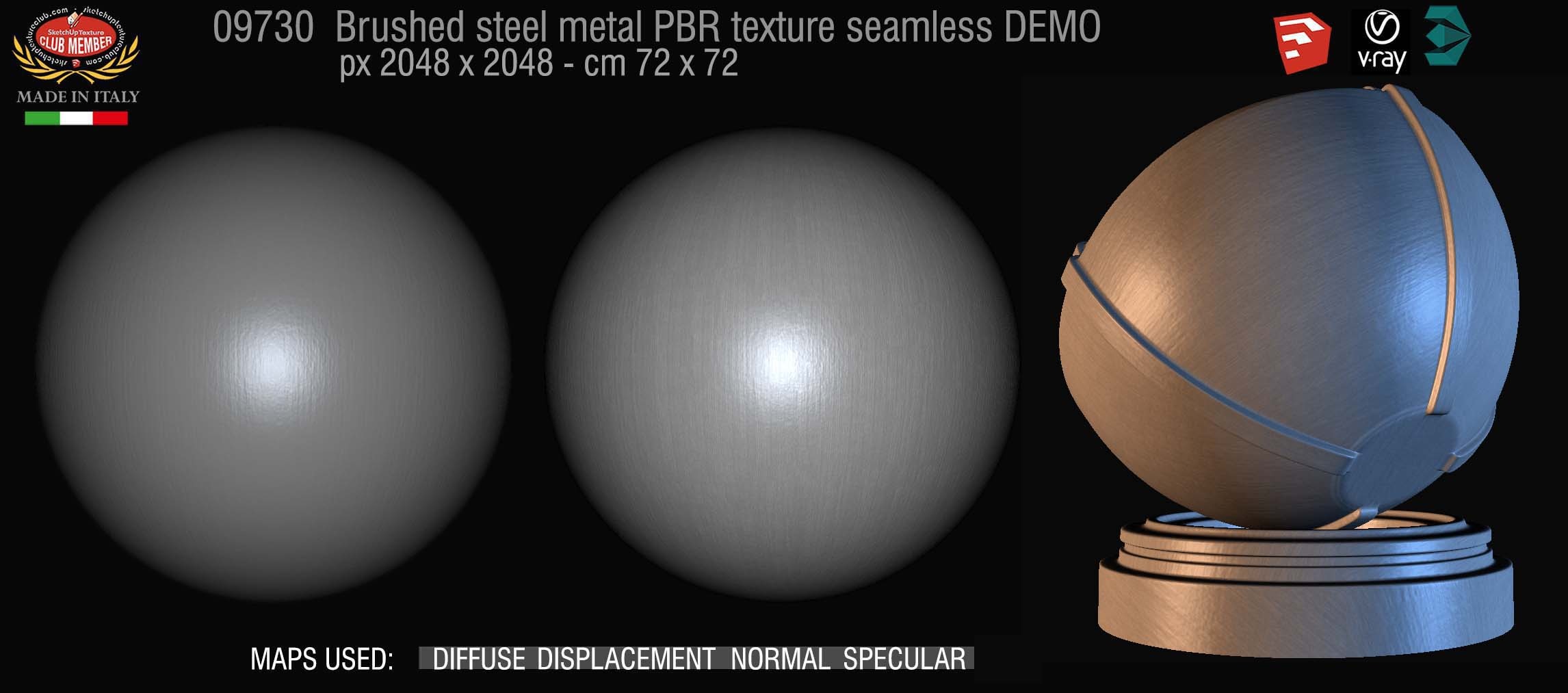 09730 Brushed steel metal PBR texture seamless DEMO