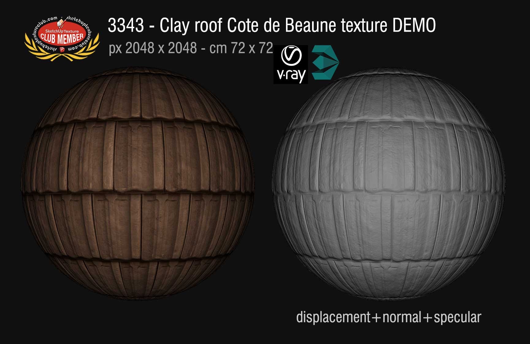 03343 Clay roofing Cote de Beaune texture + maps DEMO