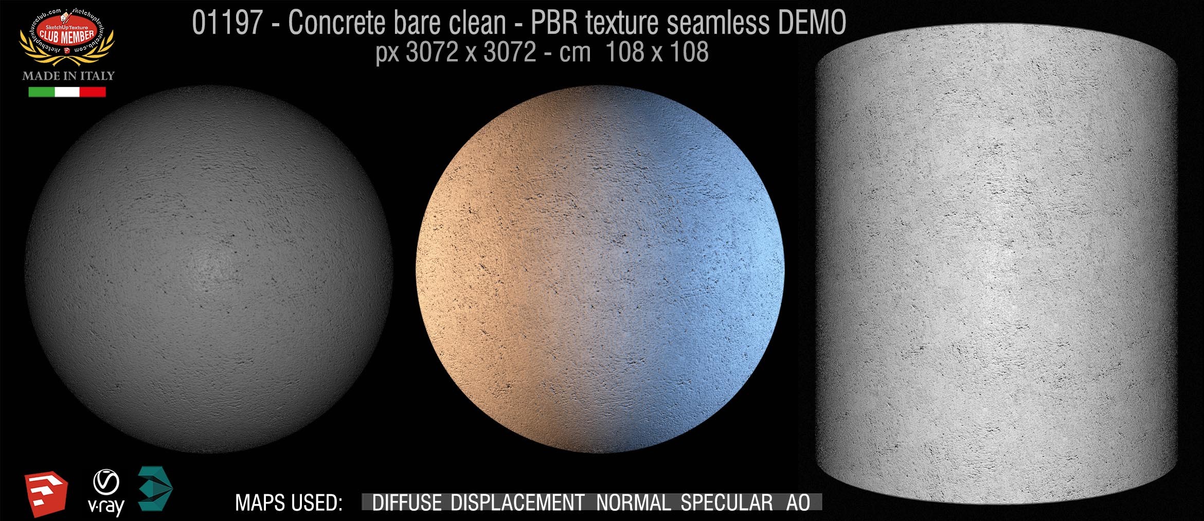 01197 Concrete bare clean-PBR texture seamless DEMO