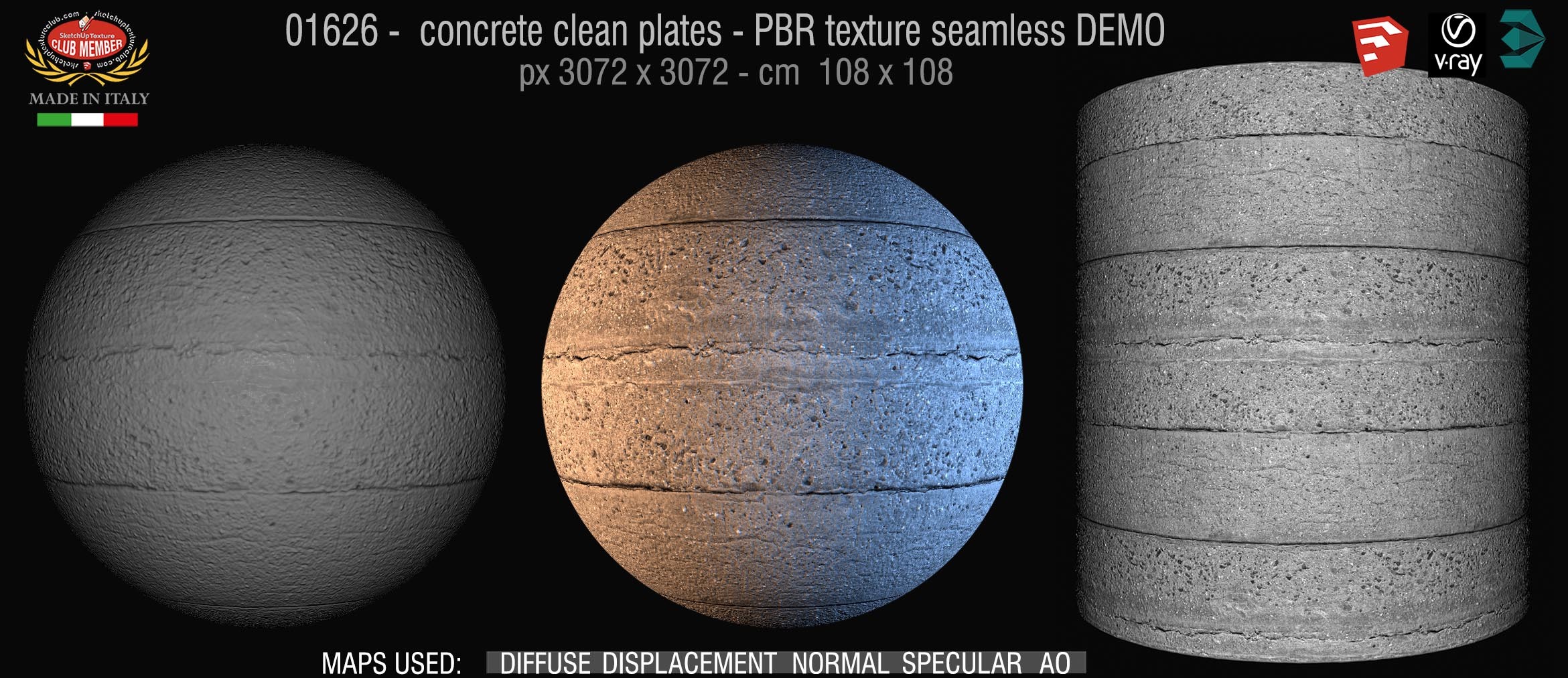 01626 concrete clean plates wall PBR texture seamless DEMO