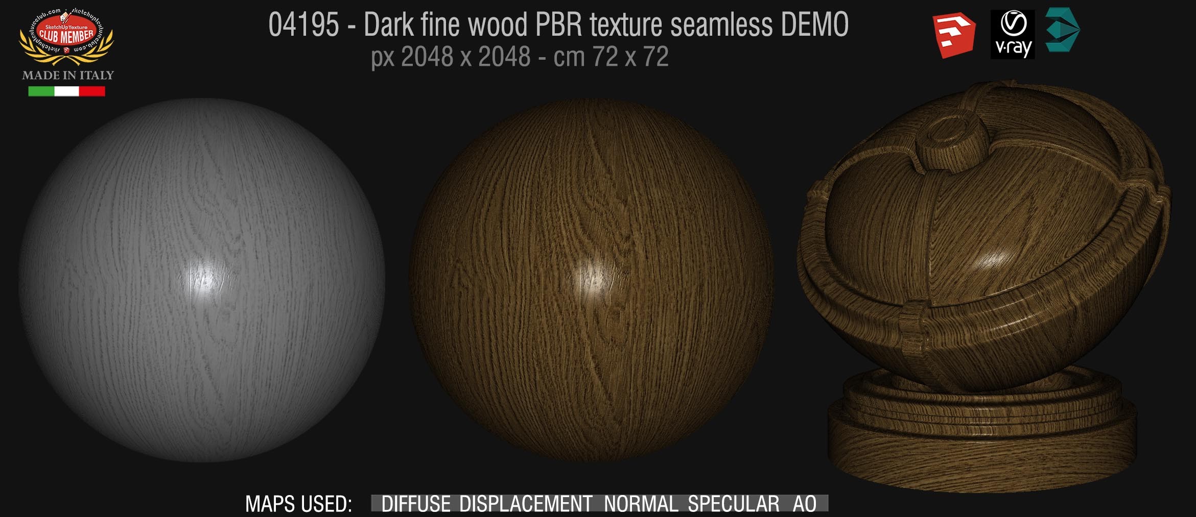 04195 Dark raw wood PBR texture seamless DEMO