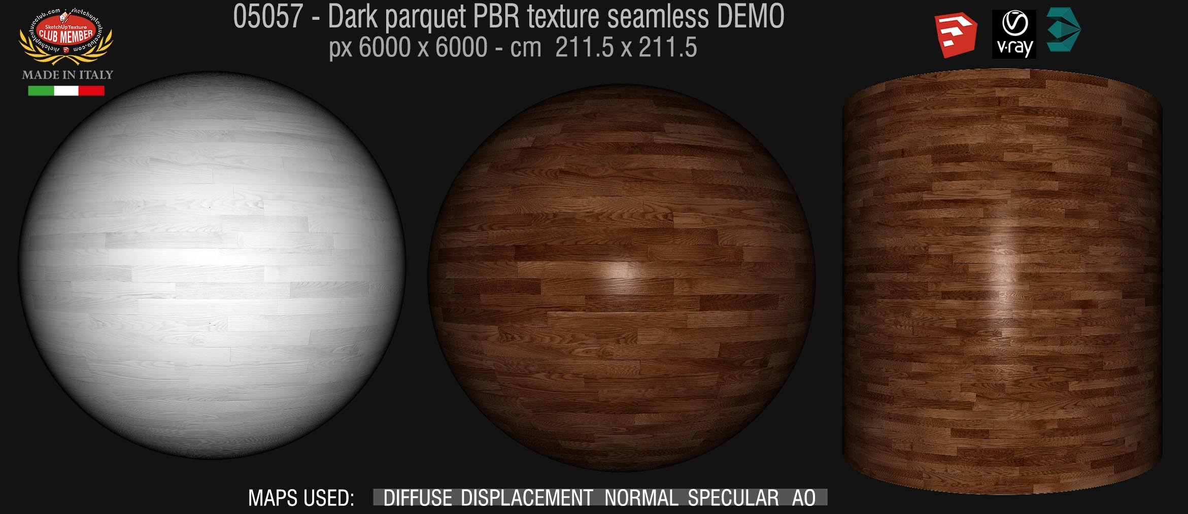 05057 Dark parquet PBR texture seamless DEMO