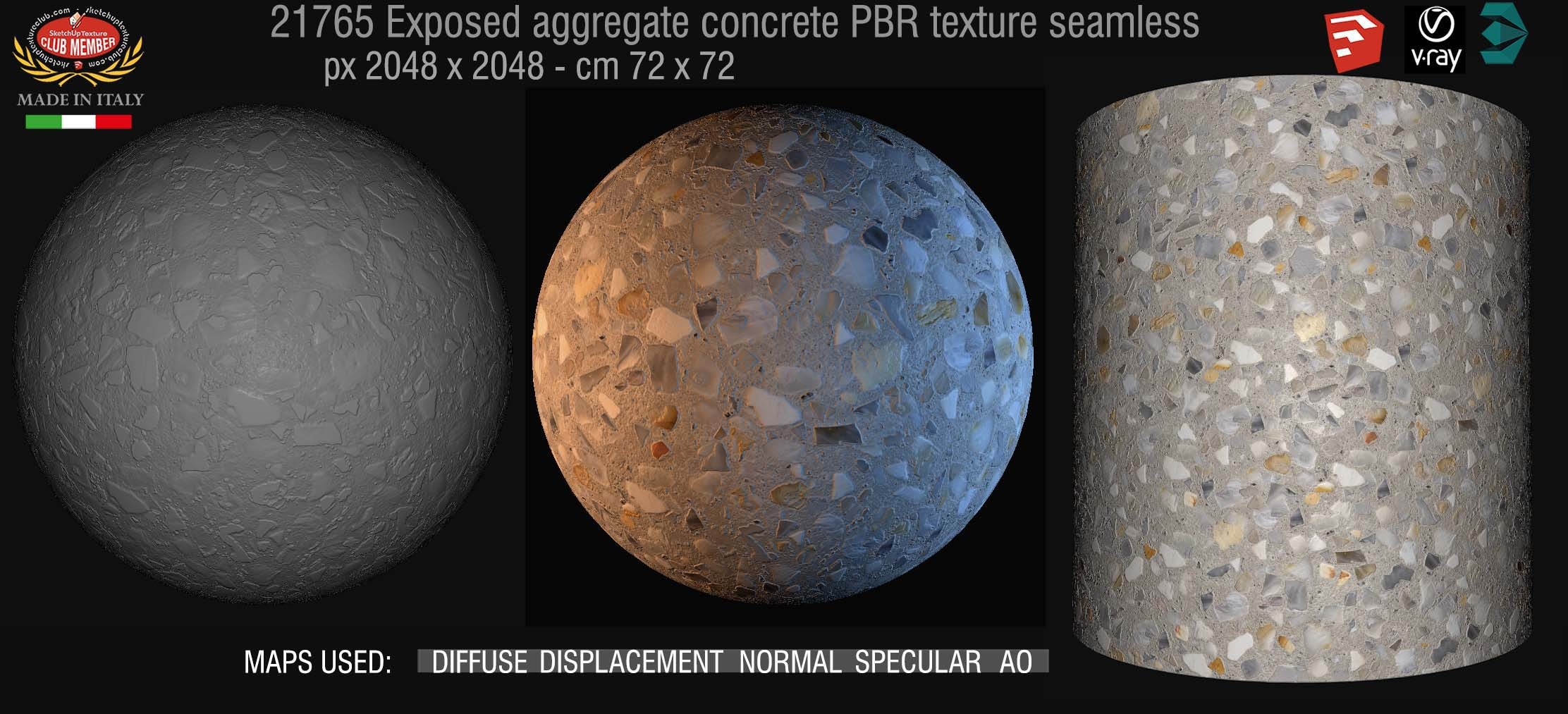 21765 Exposed aggregate concrete PBR textures seamless DEMO