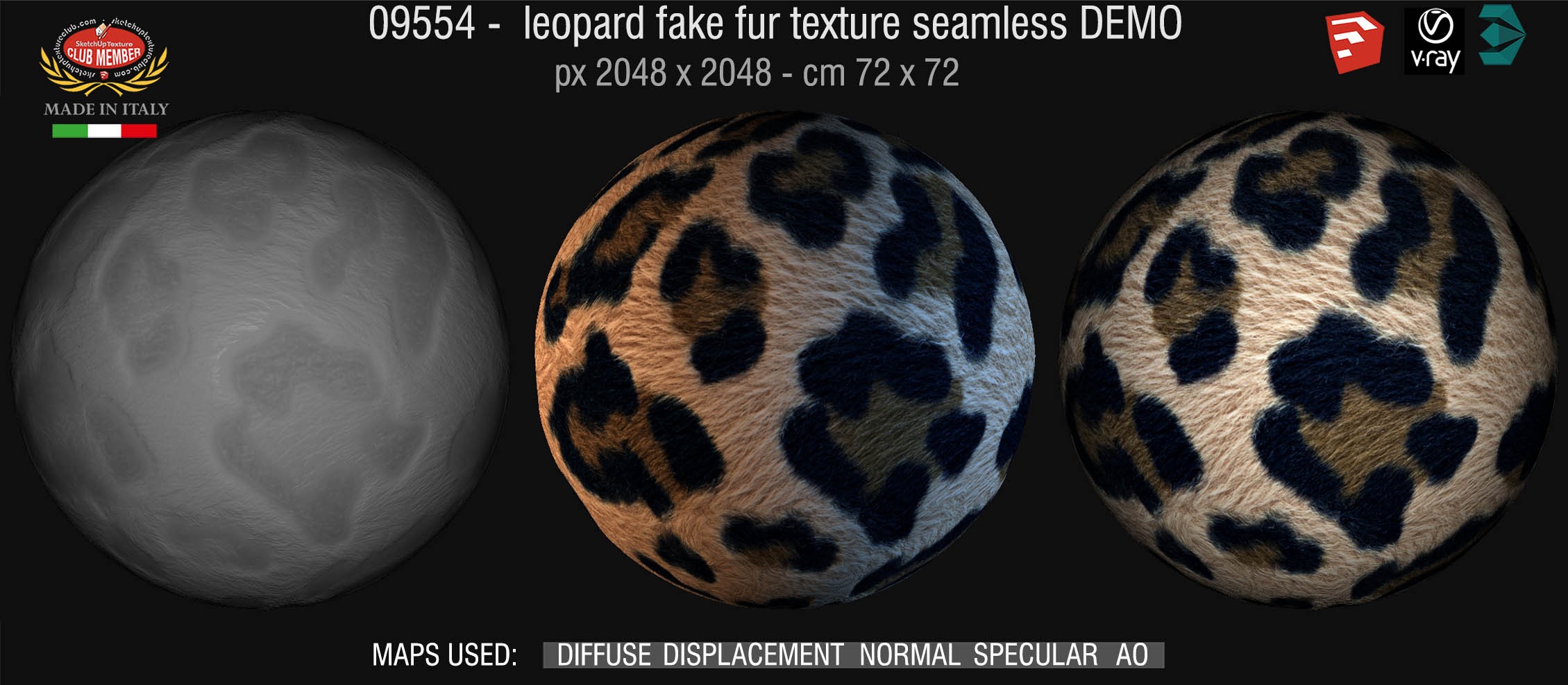 09554 HR Leopard fake fur texture seamless + maps DEMO