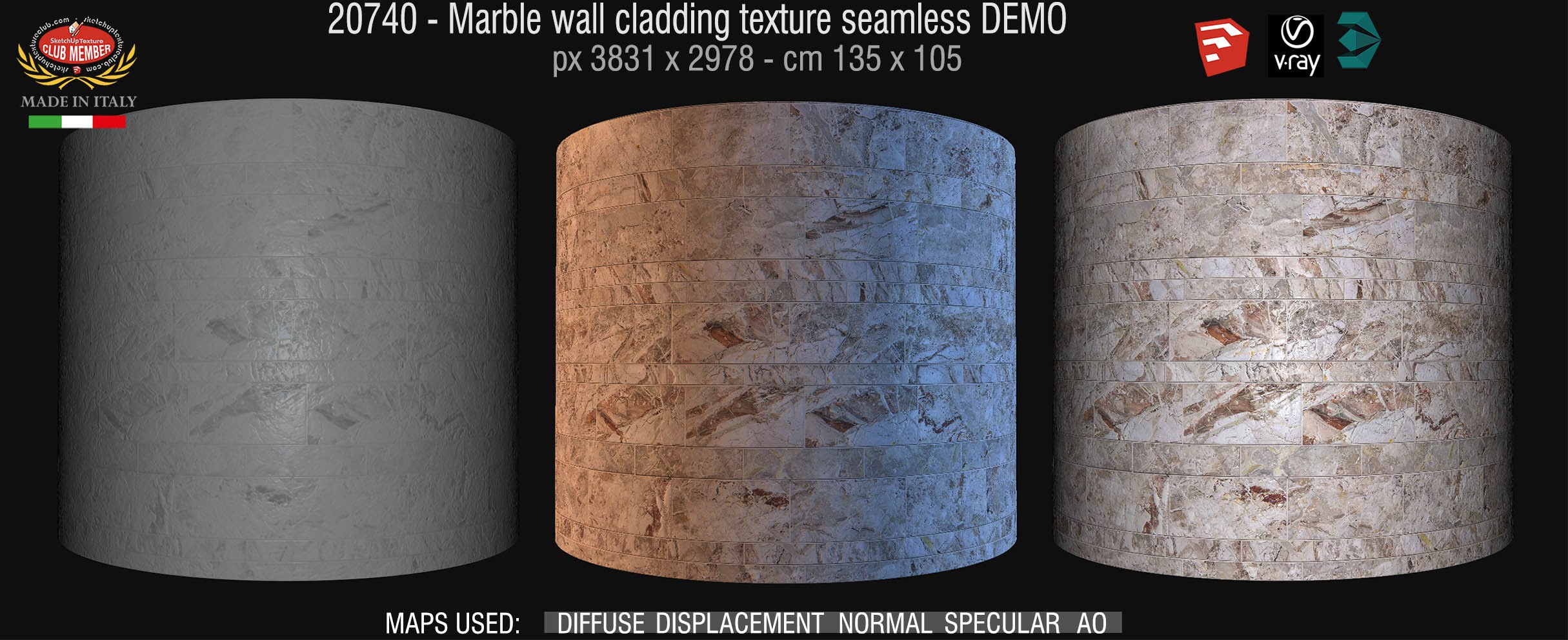 20740 Marble wall cladding texture & maps DEMO