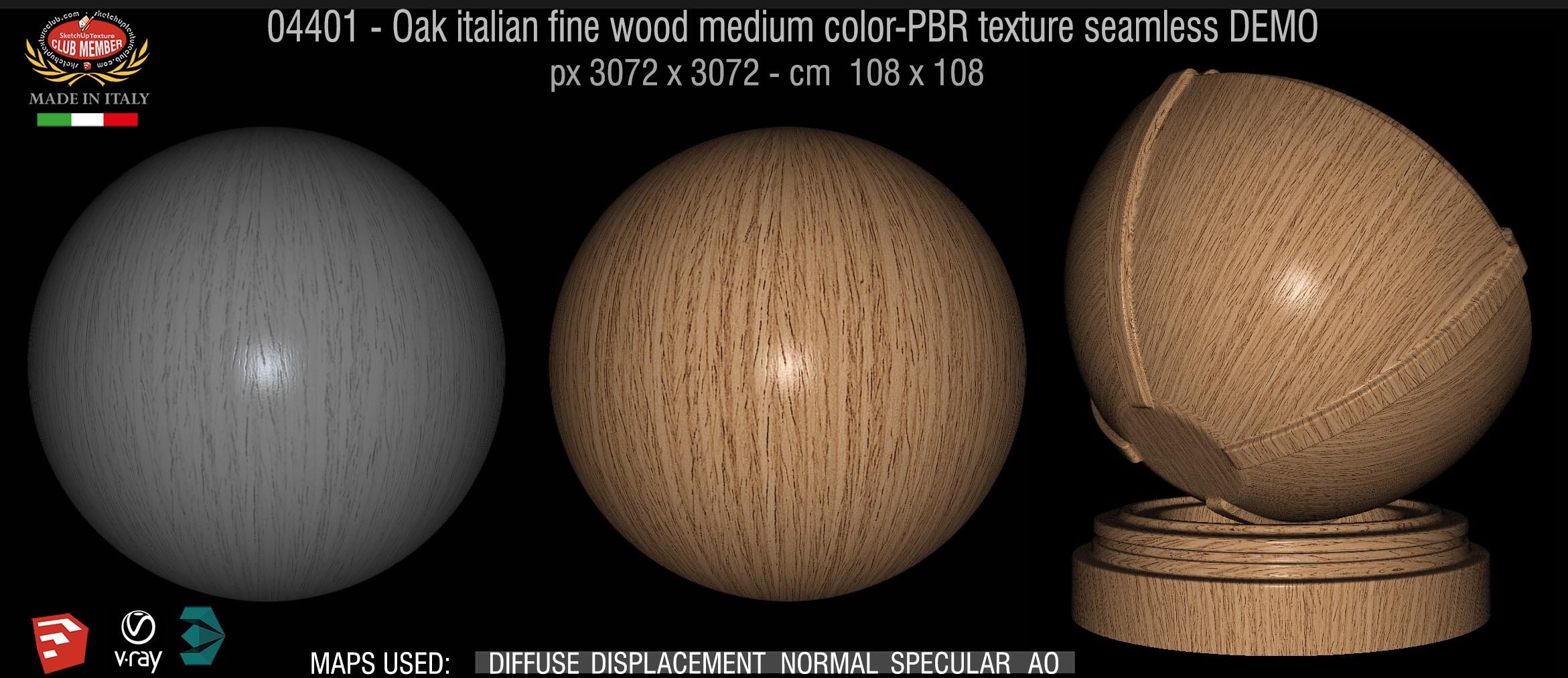 04401 Oak italian fine wood medium color-PBR texture seamless DEMO