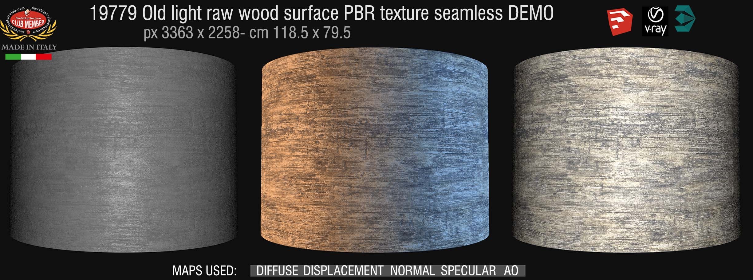 19779 Old light raw wood PBR texture seamless DEMO