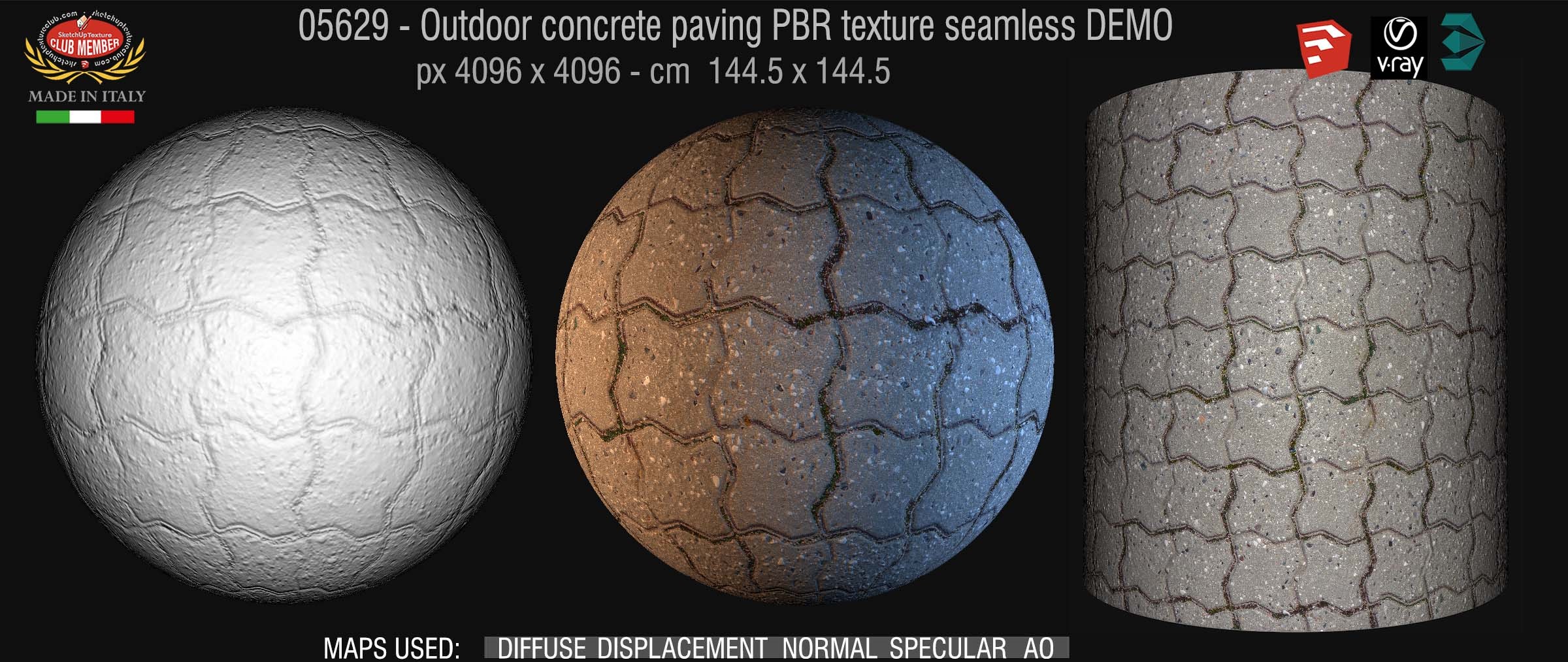 05629 Paving outdoor concrete regular block PBR texture seamless DEMO