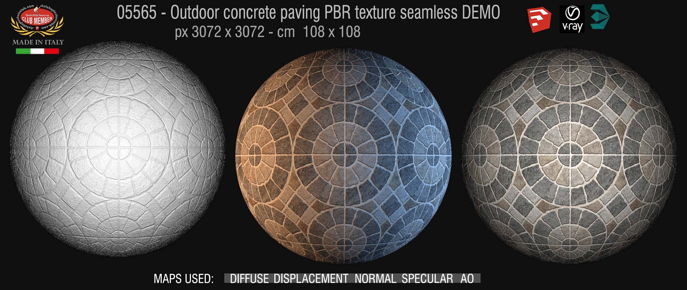 05565 Paving concrete mixed size PBR texture seamless DEMO