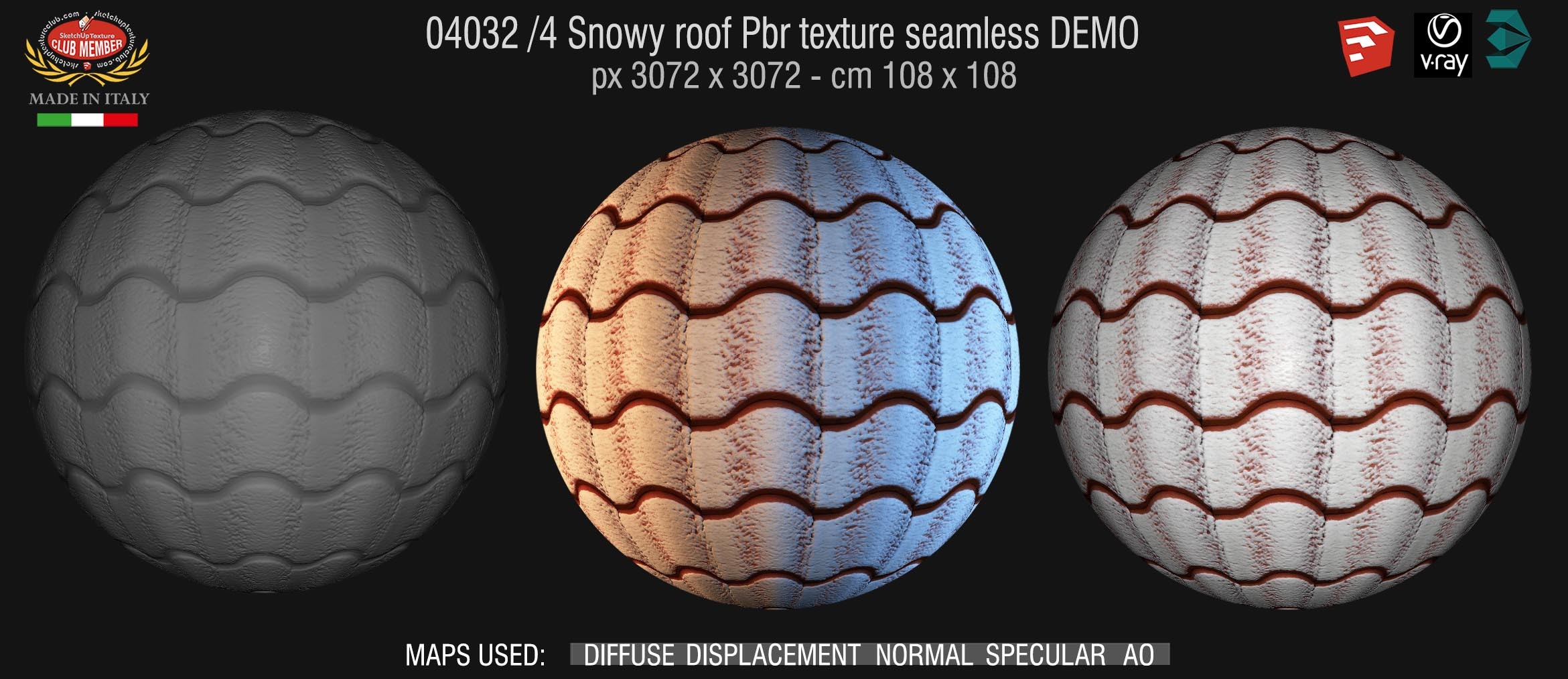 04032/4 Snowy roof Pbr texture seamless DEMO