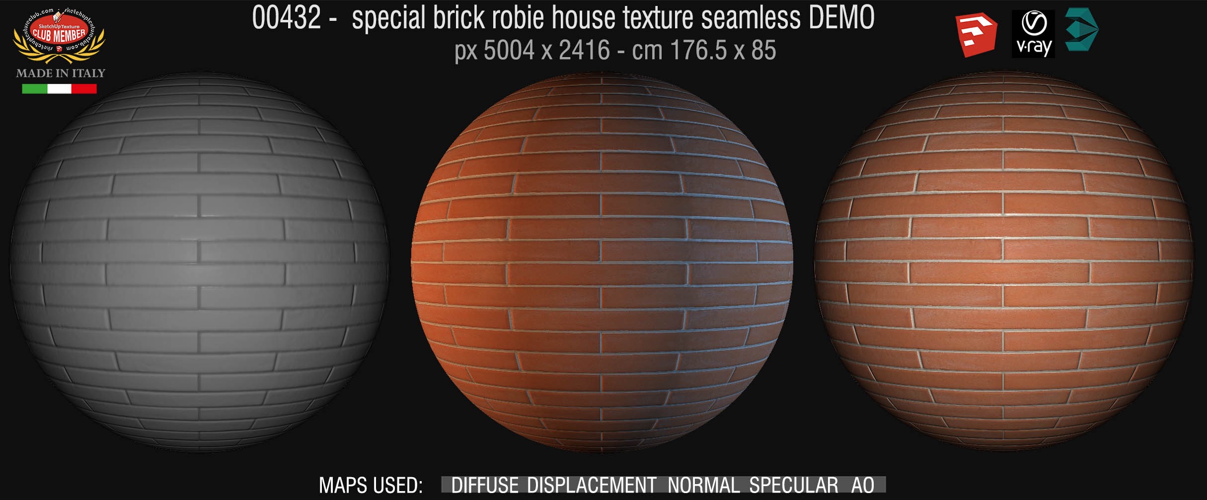 00432 special brick robie house texture seamless + maps DEMO