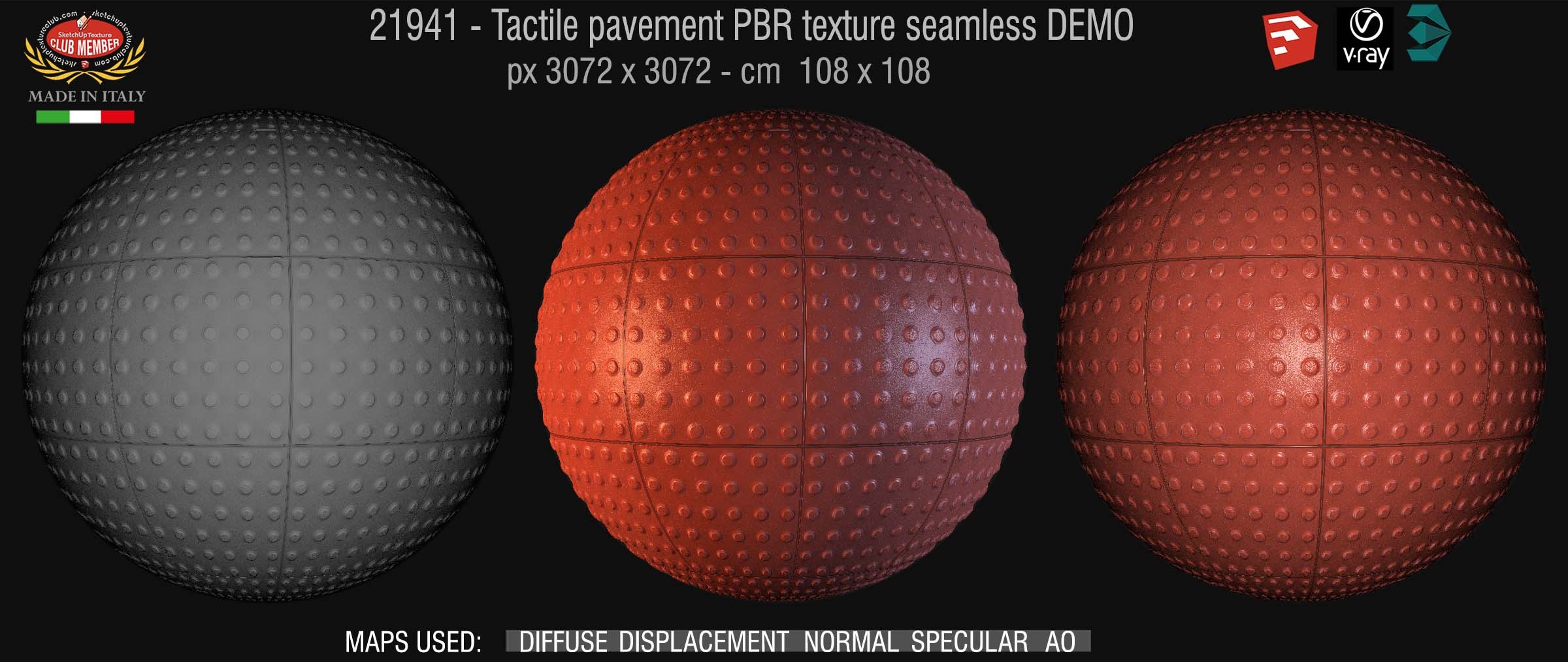 21941 Tactile pavement PBR texture seamless DEMO