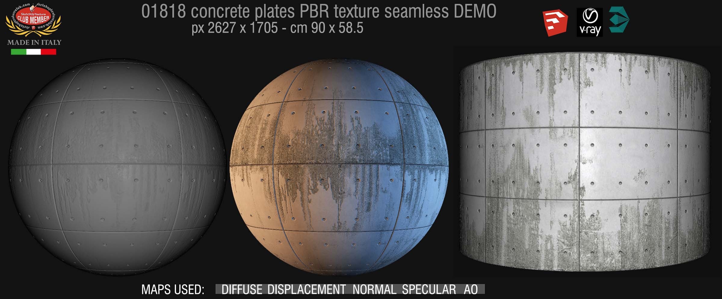 01818 Tadao Ando concrete plates PBR texture seamless DEMO