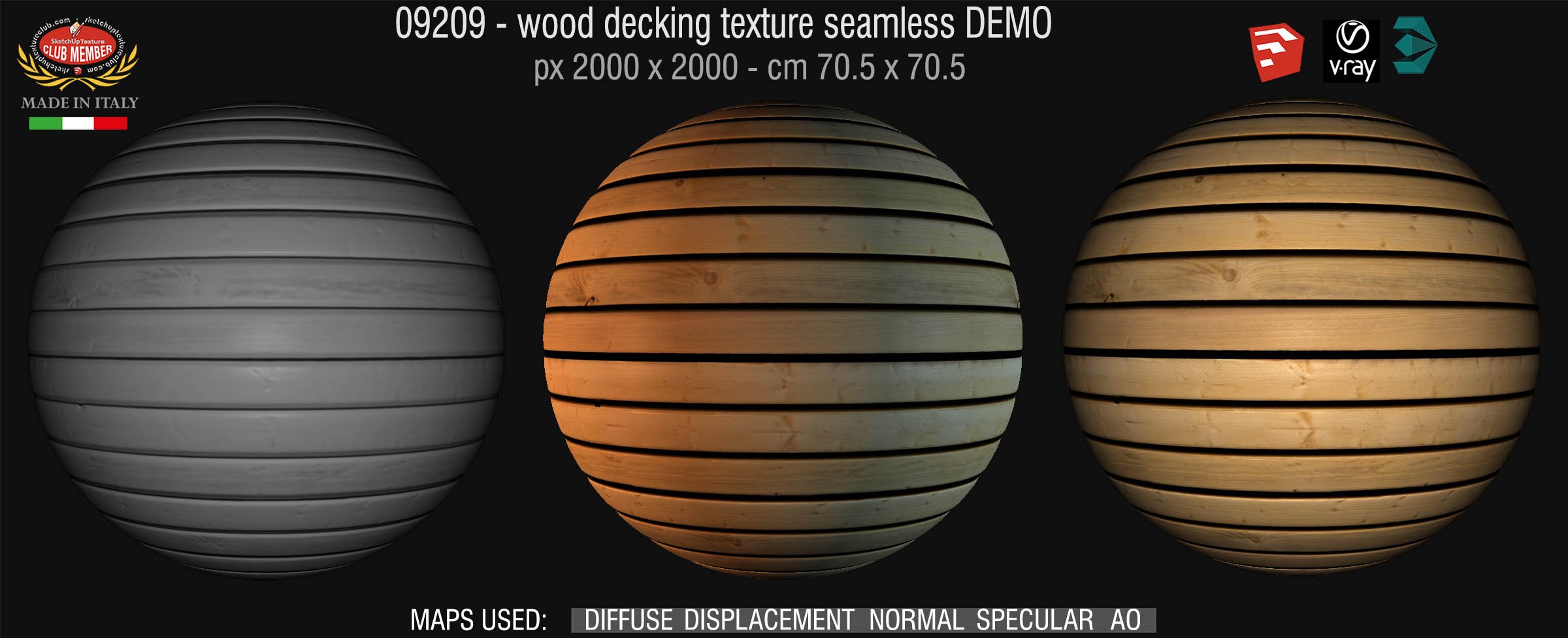 09209 HR Wood decking texture seamless + maps DEMO