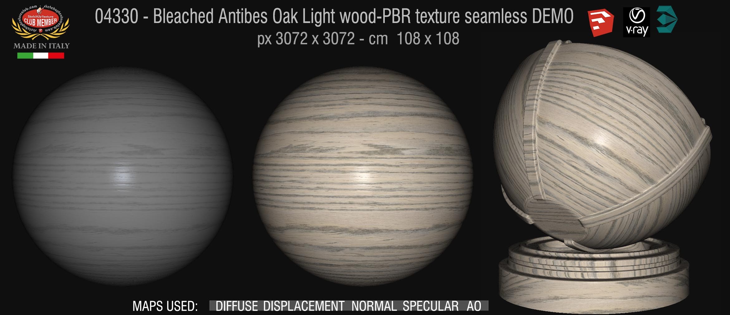 04330 Bleached Antibes Oak Light wood-PBR texture seamless DEMO