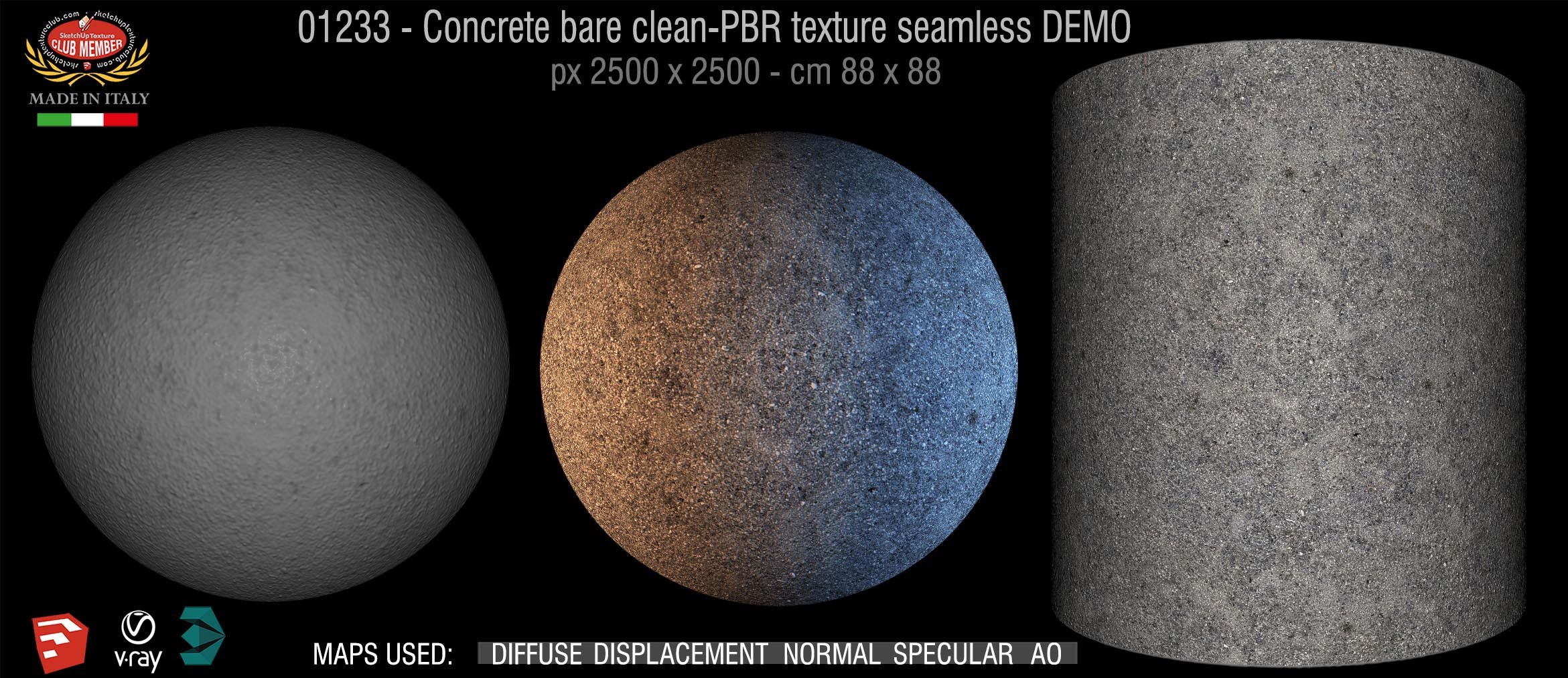 01233 Concrete bare clean-PBR texture seamless DEMO